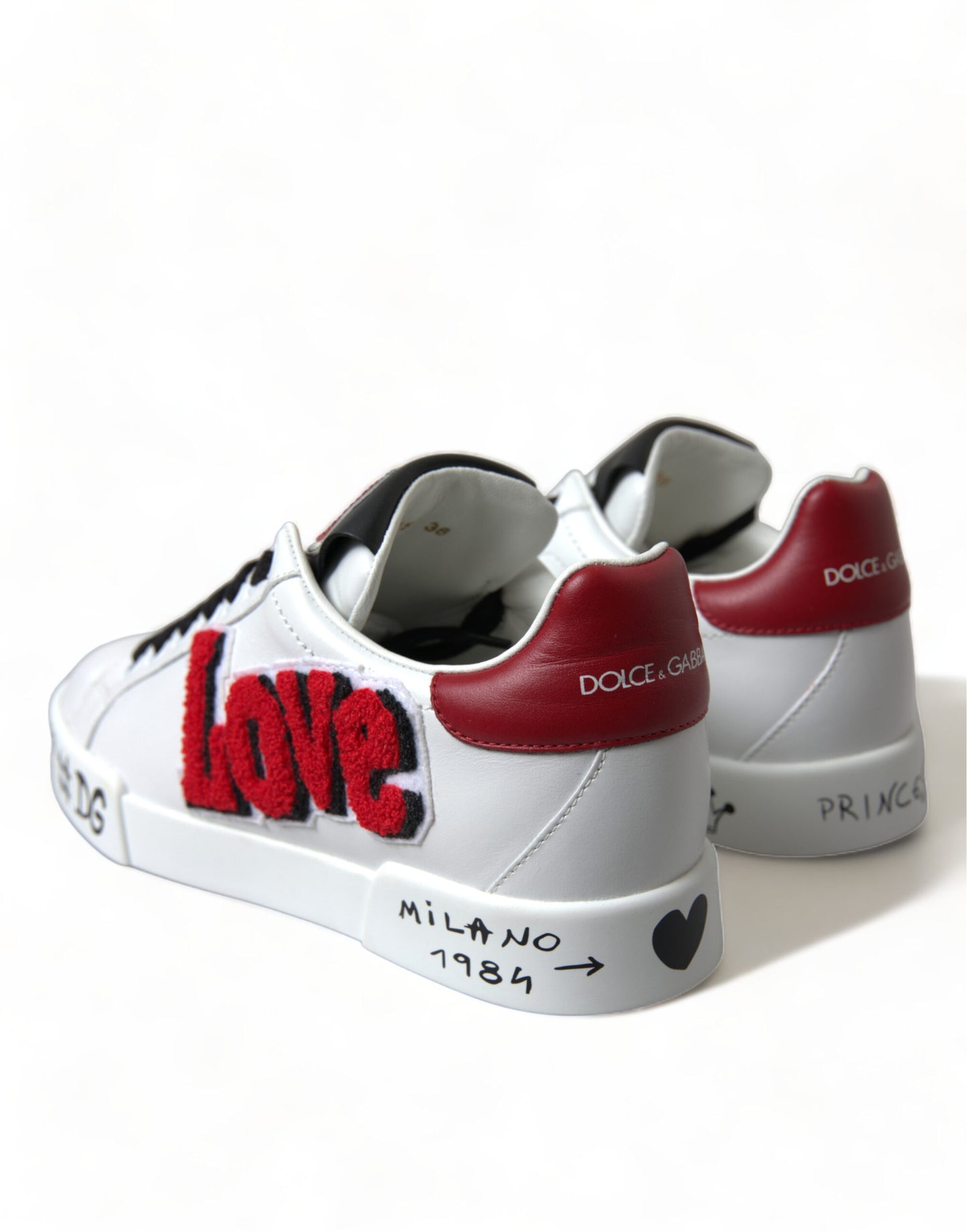 Dolce & Gabbana – Klassische Portofino-Sneaker in Weiß mit Love-Patch