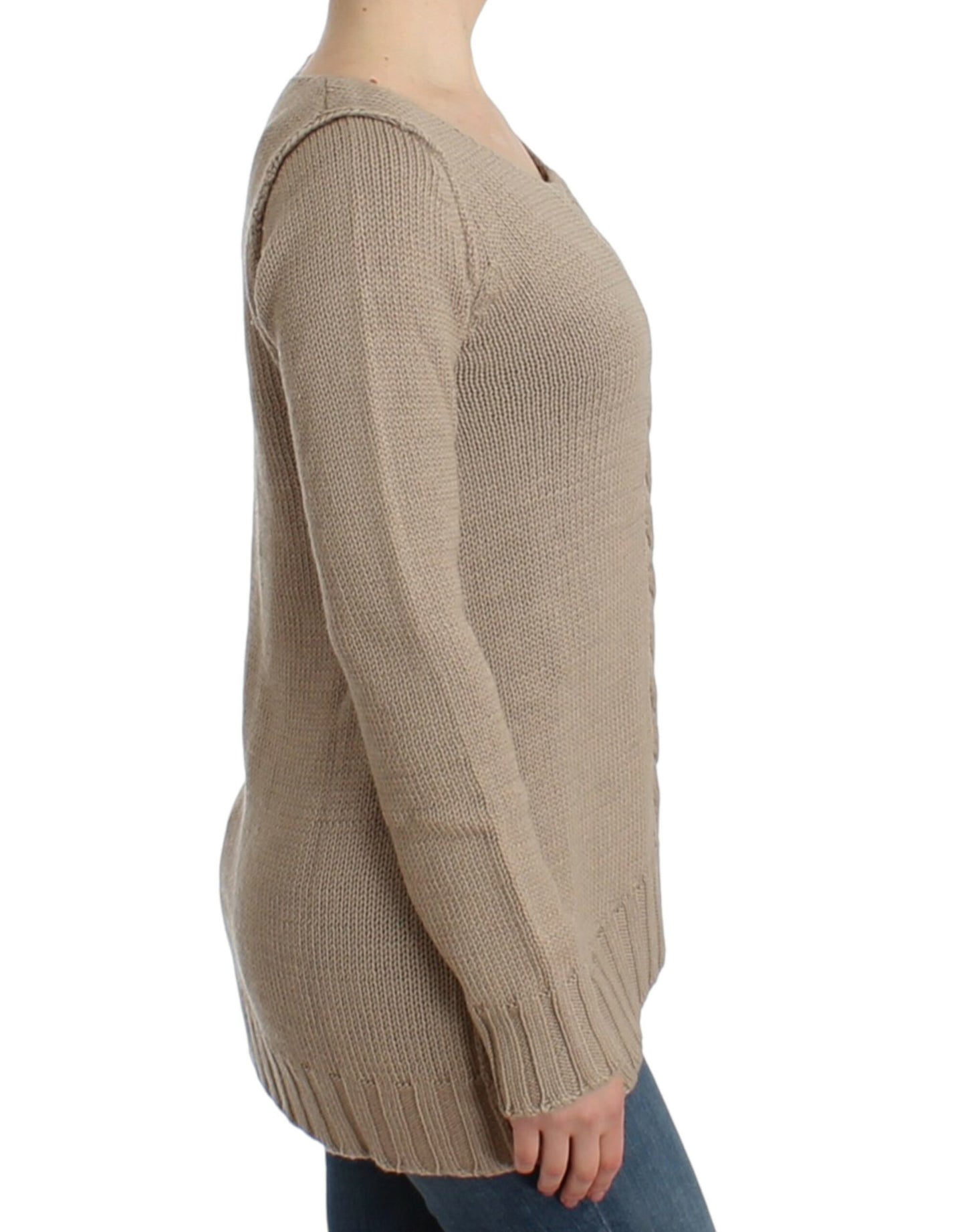 Cavalli Beigefarbener Strickpullover aus Wolle