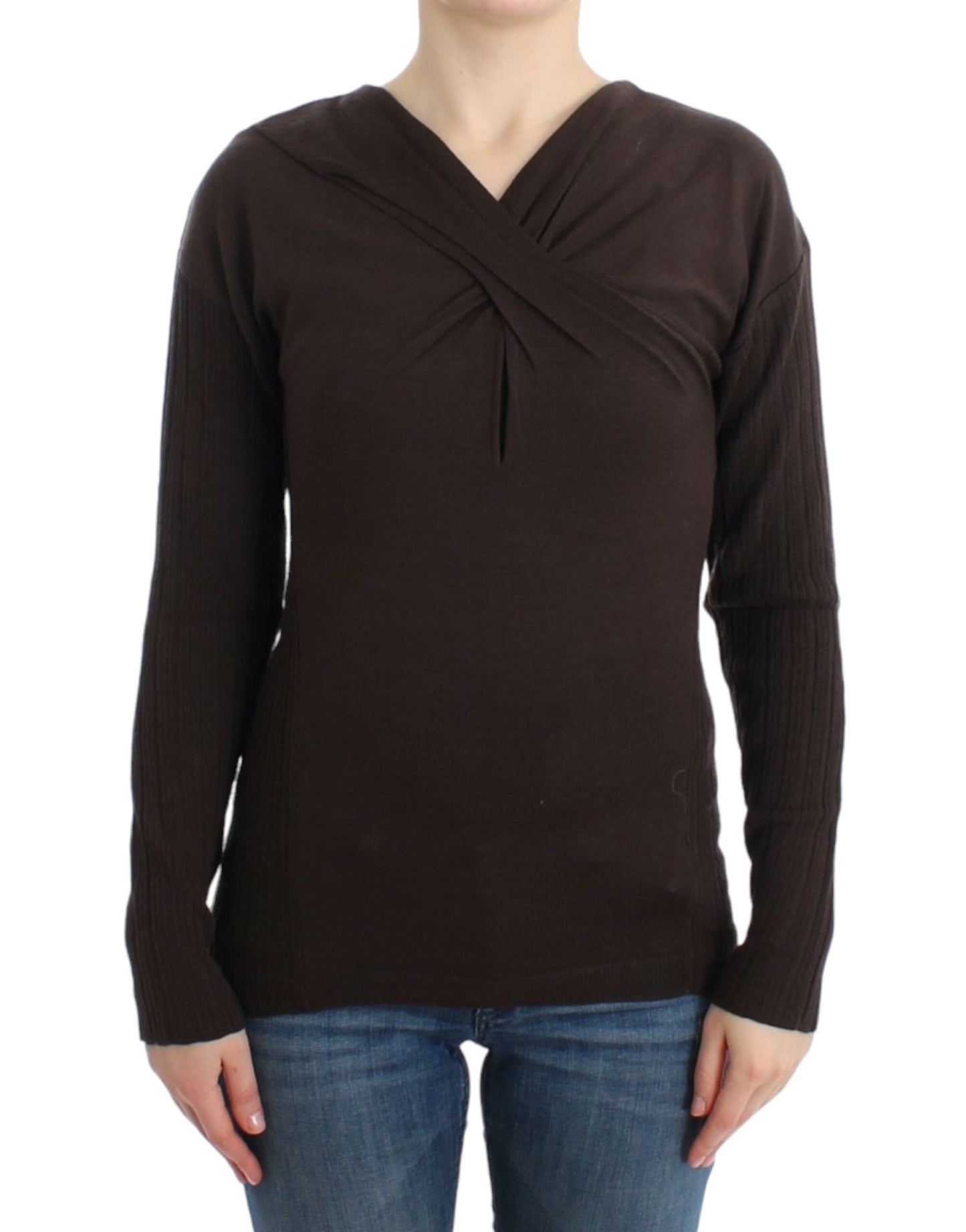 Cavalli Brauner gestrickter Wollpullover