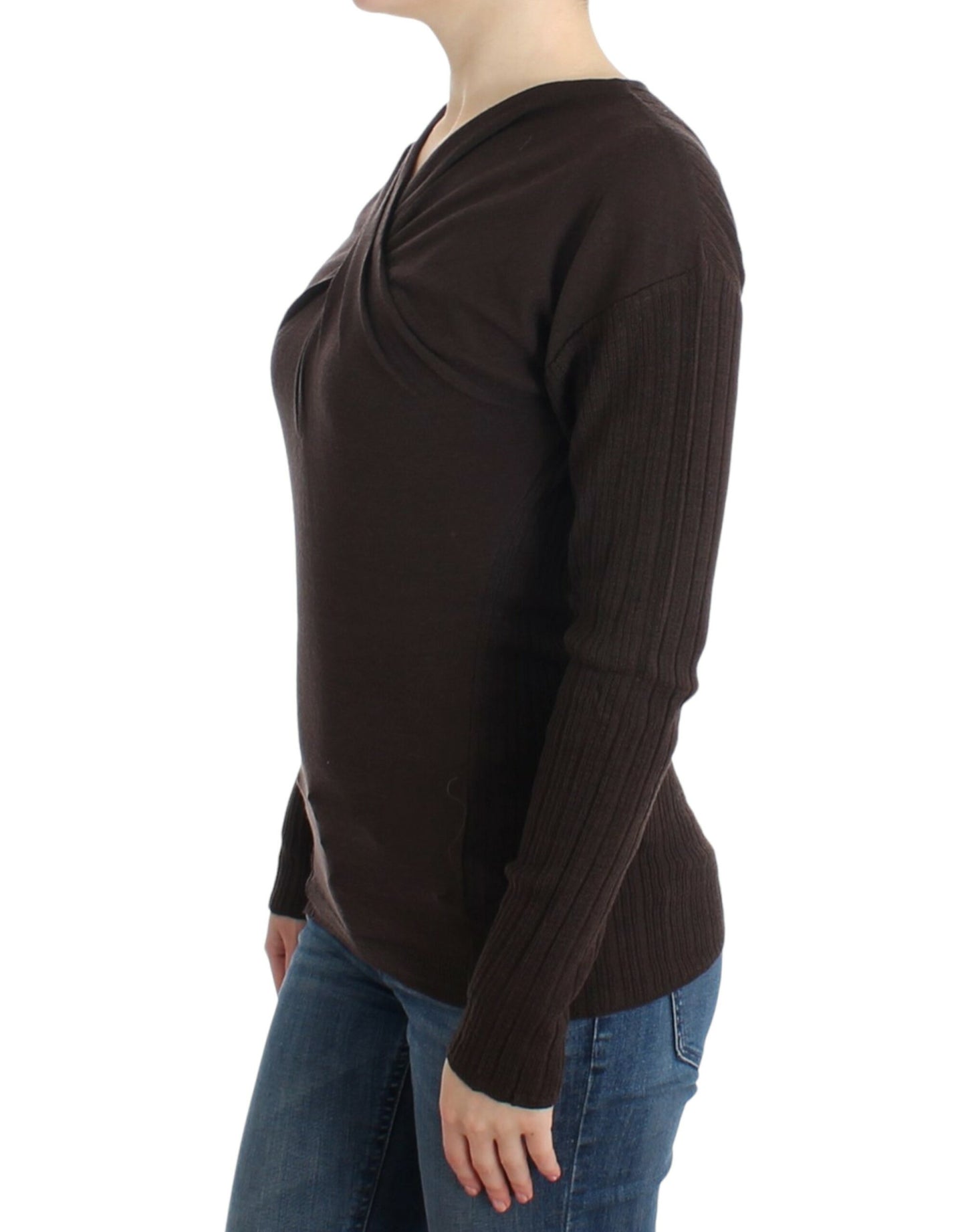 Cavalli Brauner gestrickter Wollpullover