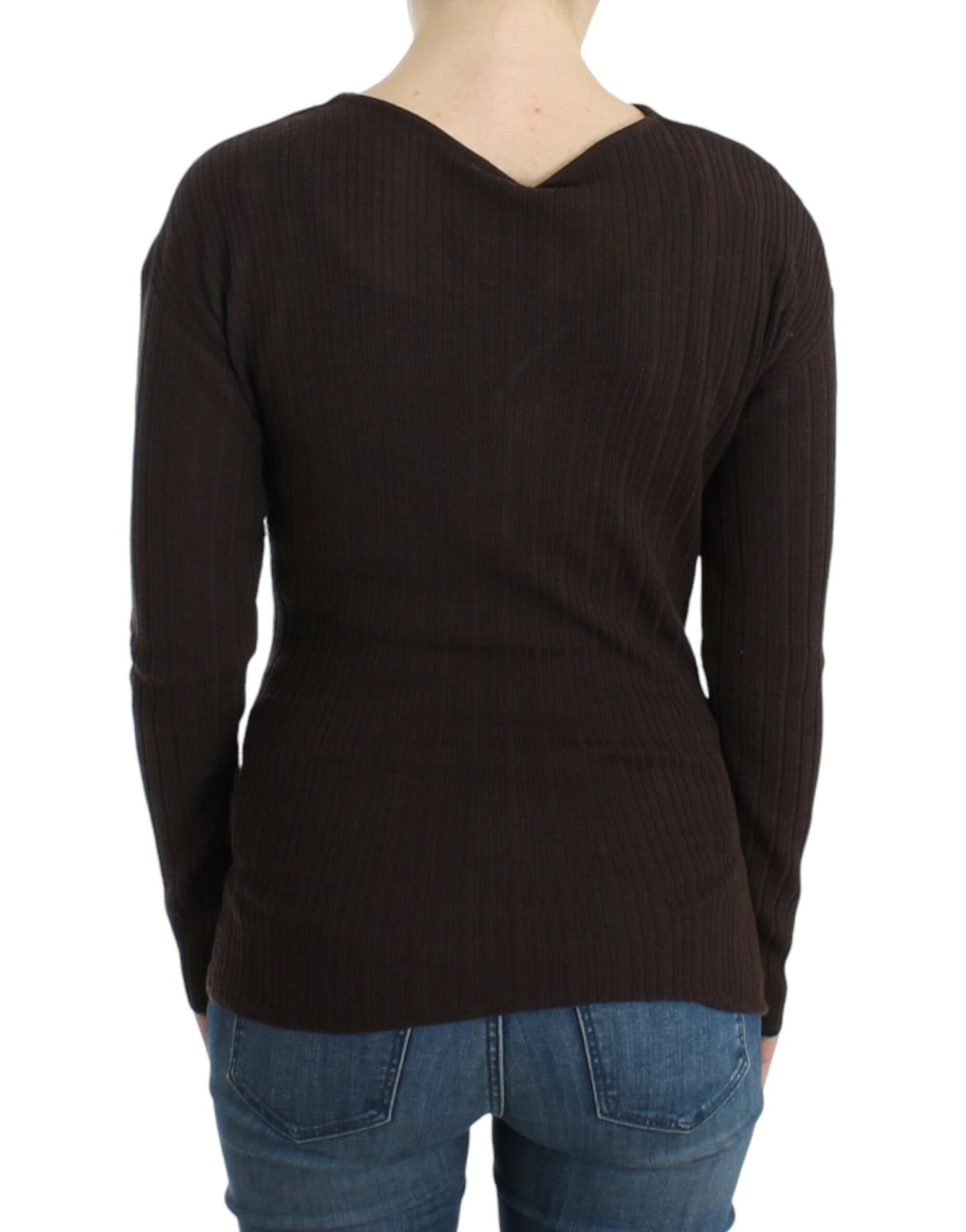 Cavalli Brauner gestrickter Wollpullover
