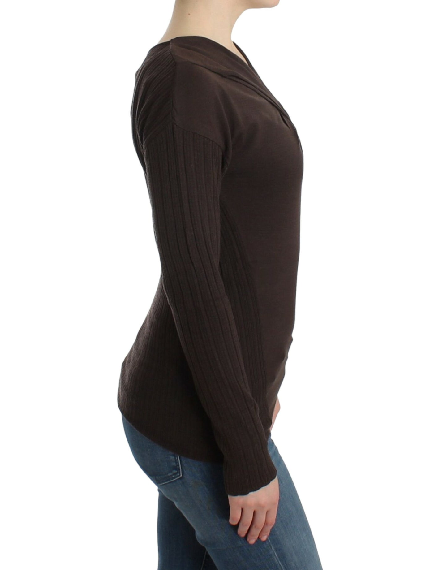 Cavalli Brauner gestrickter Wollpullover