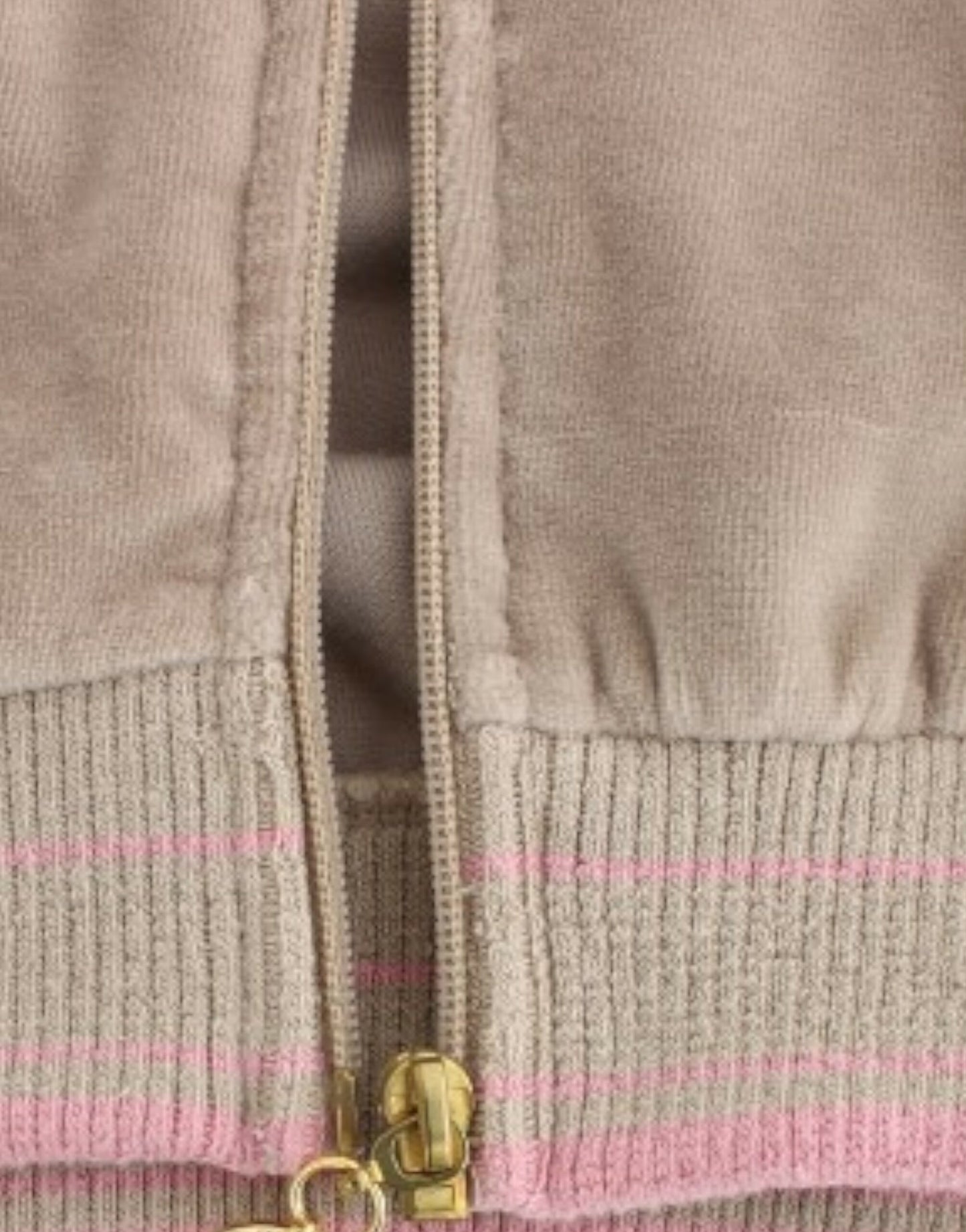 Cavalli – Beigefarbener Samtpullover mit Reißverschluss