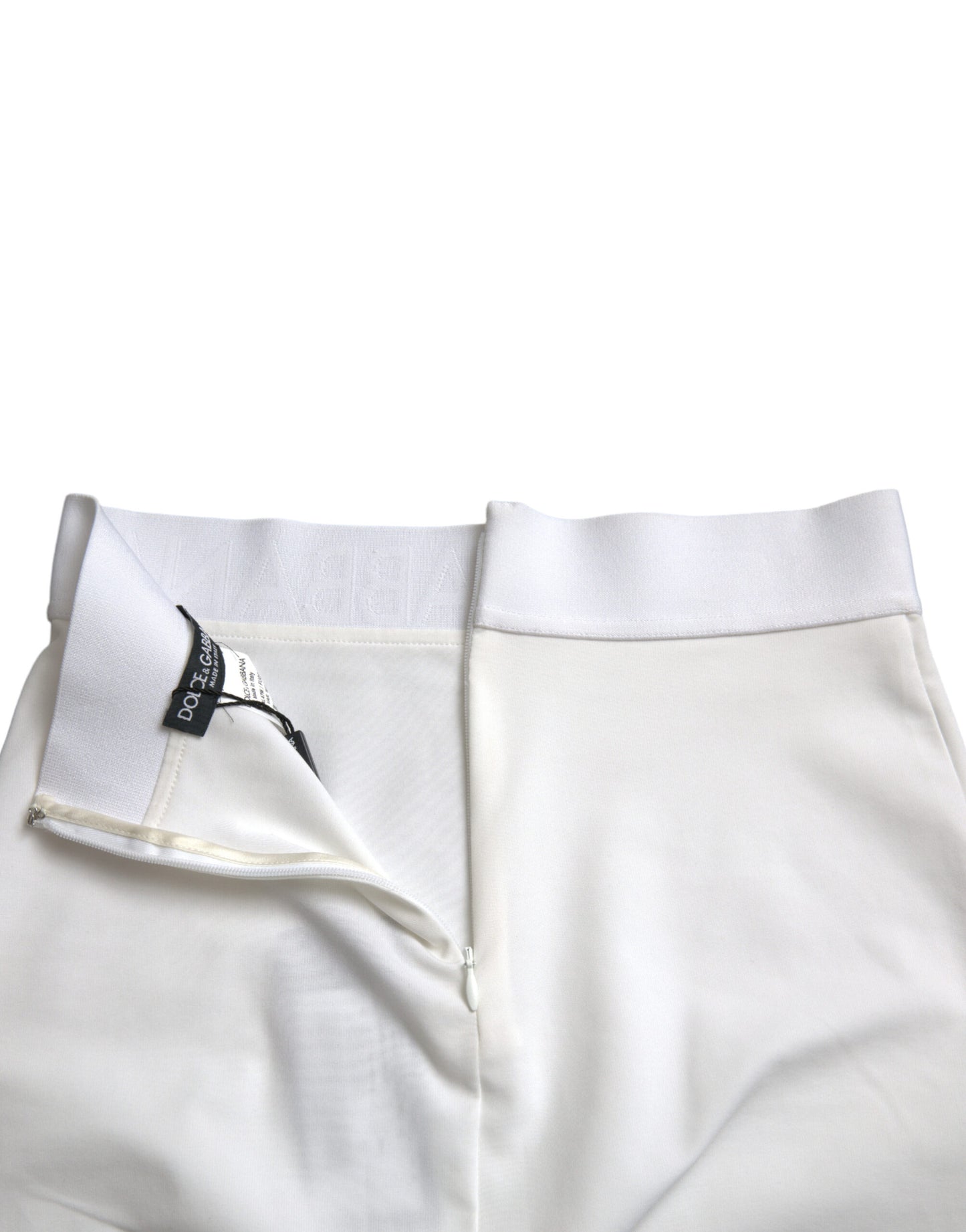 Dolce & Gabbana – Minirock aus weißer Viskose mit hoher Taille und Bleistiftschnitt