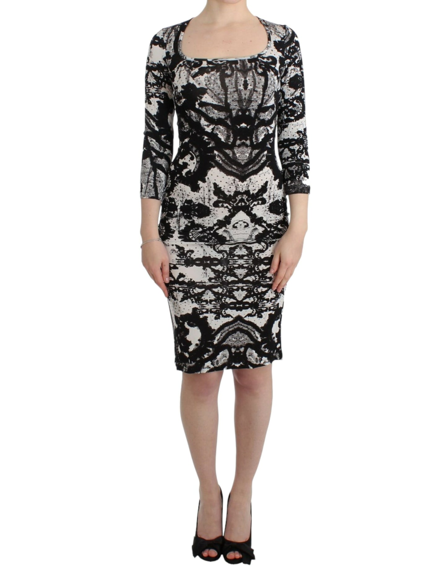 Cavalli – Schwarzes Etuikleid mit Print