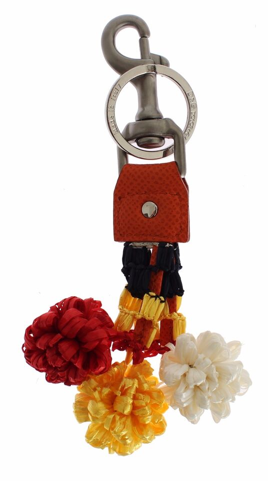 Dolce & Gabbana Schlüsselanhänger mit Raffia-Lederverschluss, Rot/Weiß