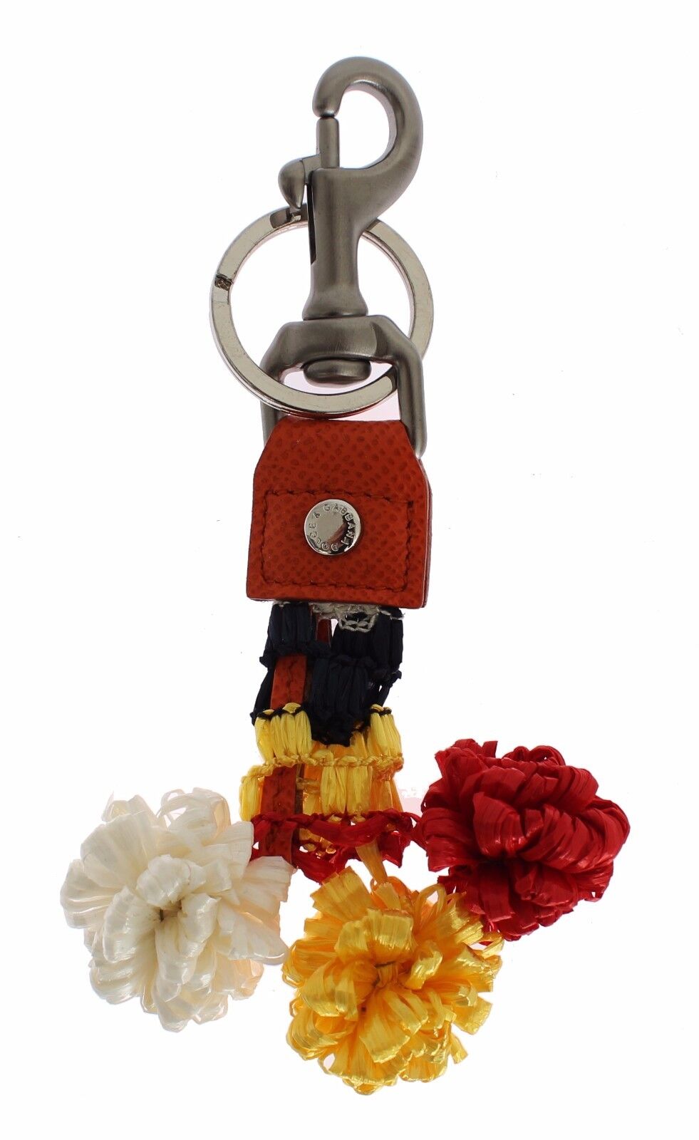Dolce & Gabbana Schlüsselanhänger mit Raffia-Lederverschluss, Rot/Weiß