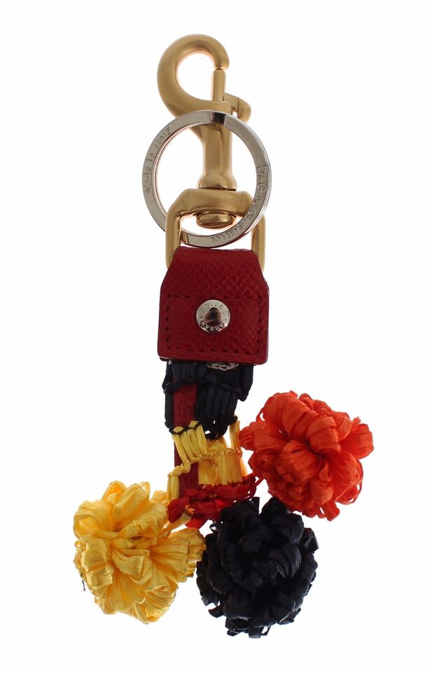 Dolce & Gabbana – Schlüsselanhänger mit goldgelbem Raffia-Lederverschluss