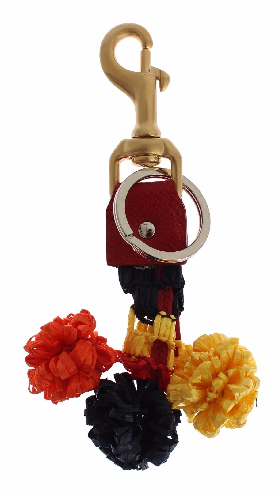 Dolce & Gabbana – Schlüsselanhänger mit goldgelbem Raffia-Lederverschluss