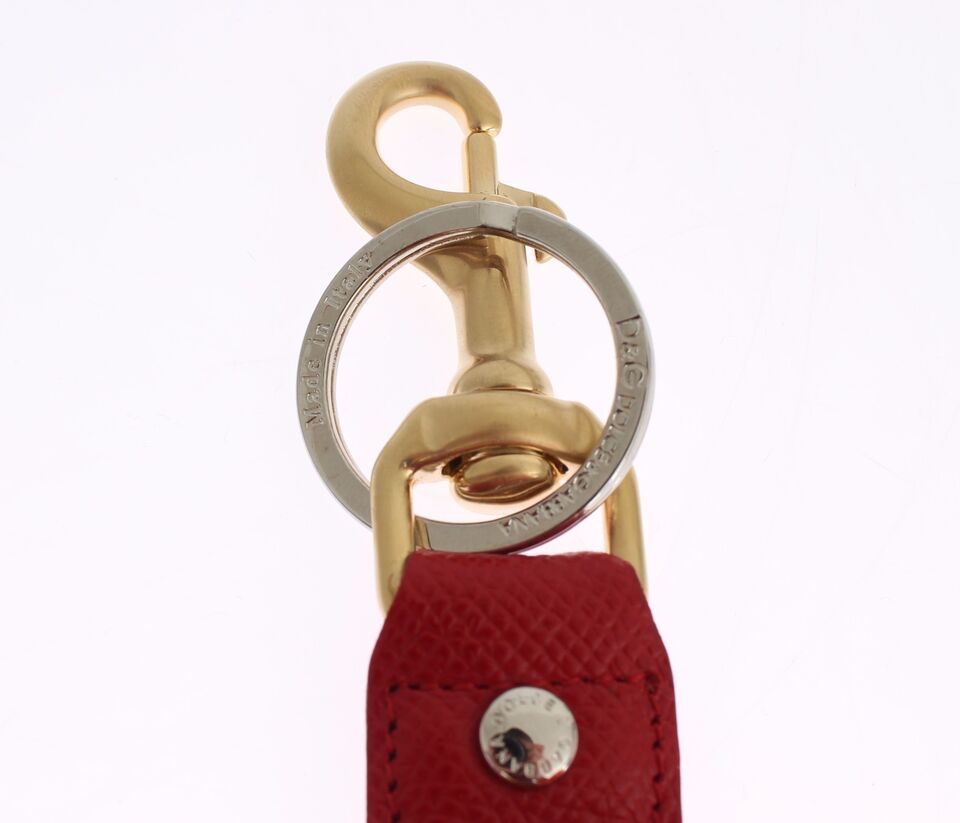 Dolce & Gabbana – Schlüsselanhänger mit goldgelbem Raffia-Lederverschluss