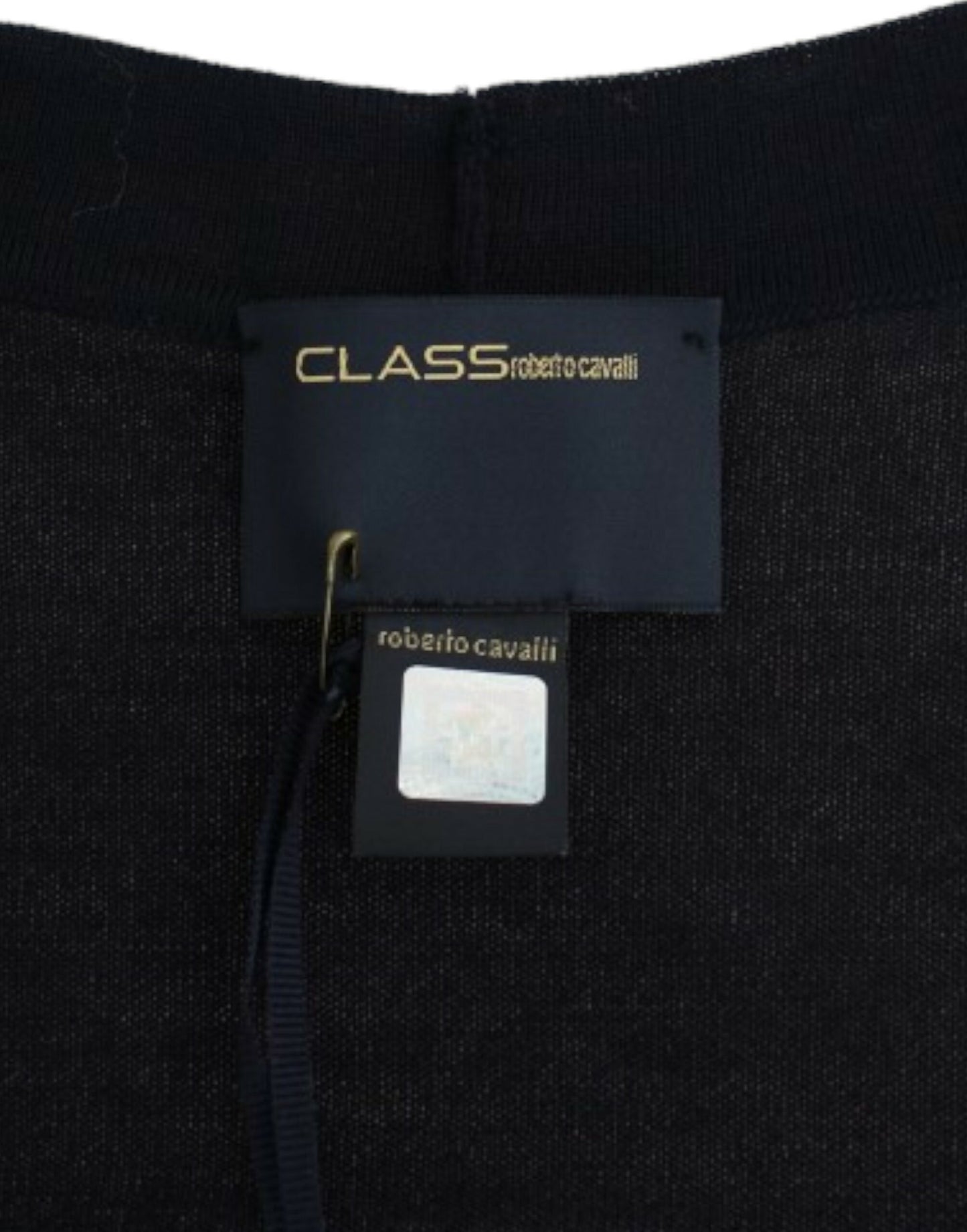 Cavalli Blaue kurze Wollstrickjacke