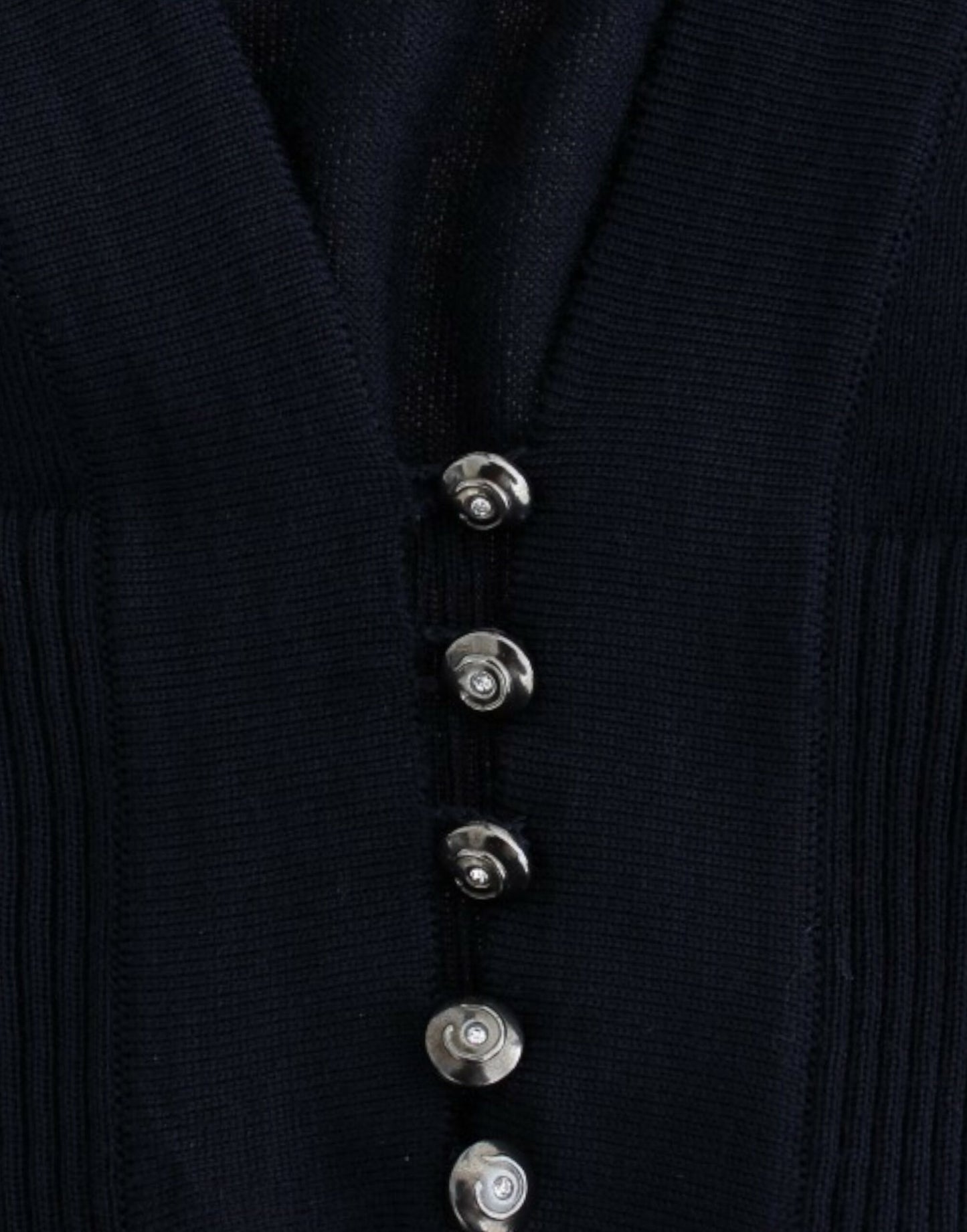 Cavalli Blaue kurze Wollstrickjacke