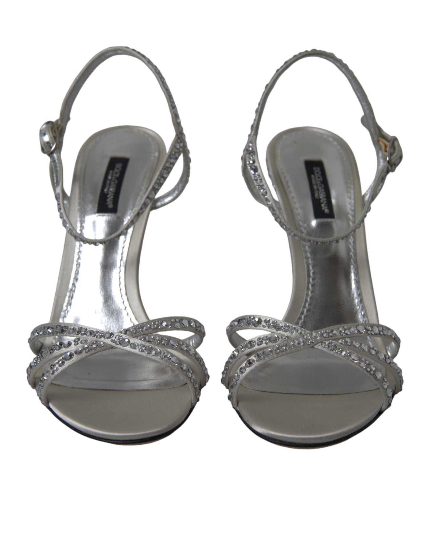 Dolce & Gabbana Silber Kristall Knöchelriemen Sandalen Schuhe