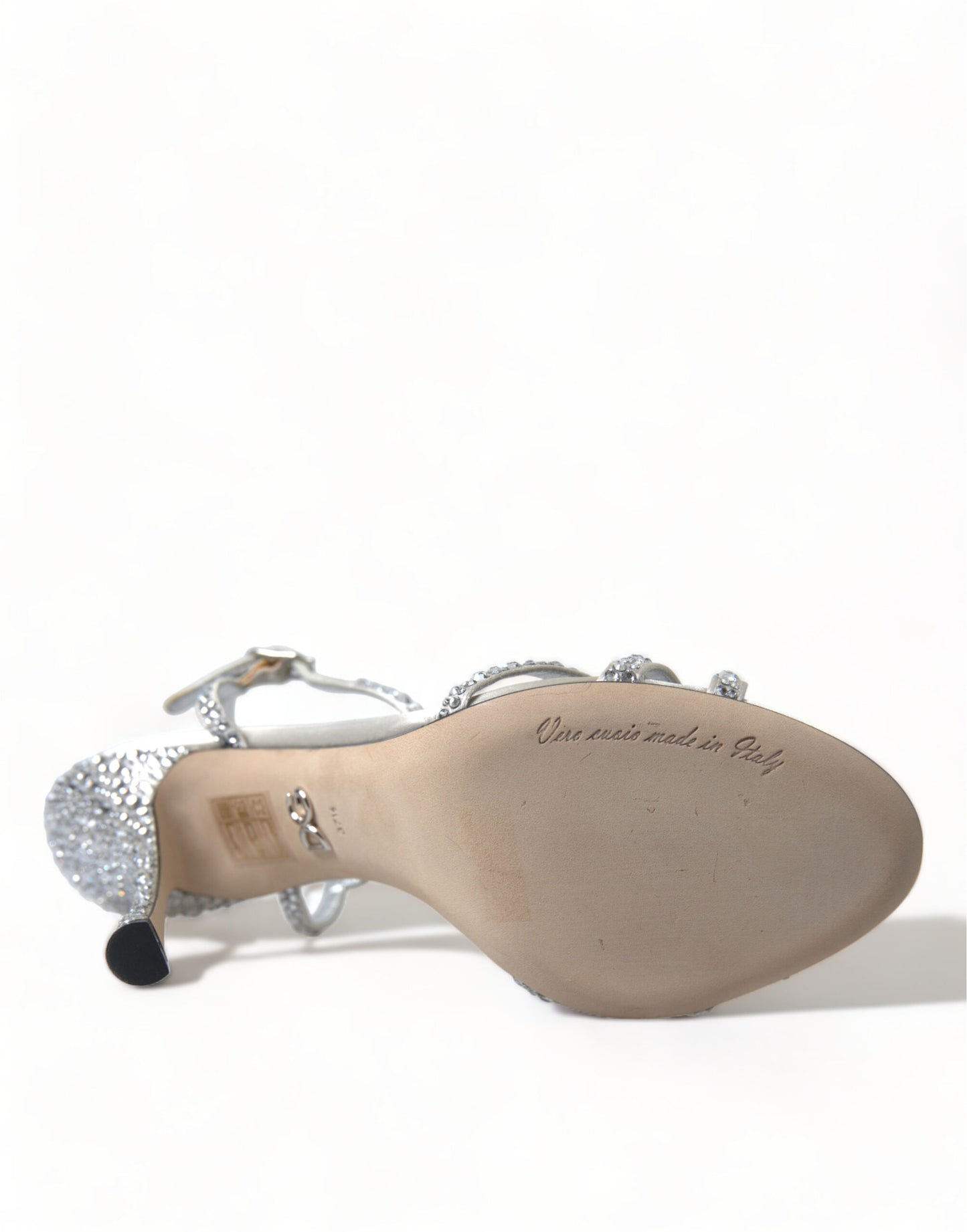 Dolce & Gabbana Silber Kristall Knöchelriemen Sandalen Schuhe