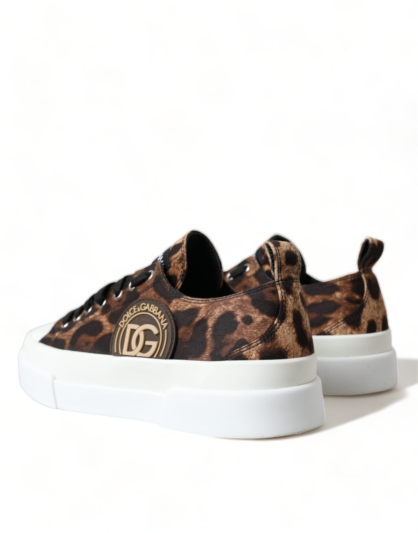 Dolce & Gabbana Braune Sneakers aus Canvas mit Leopardenmuster
