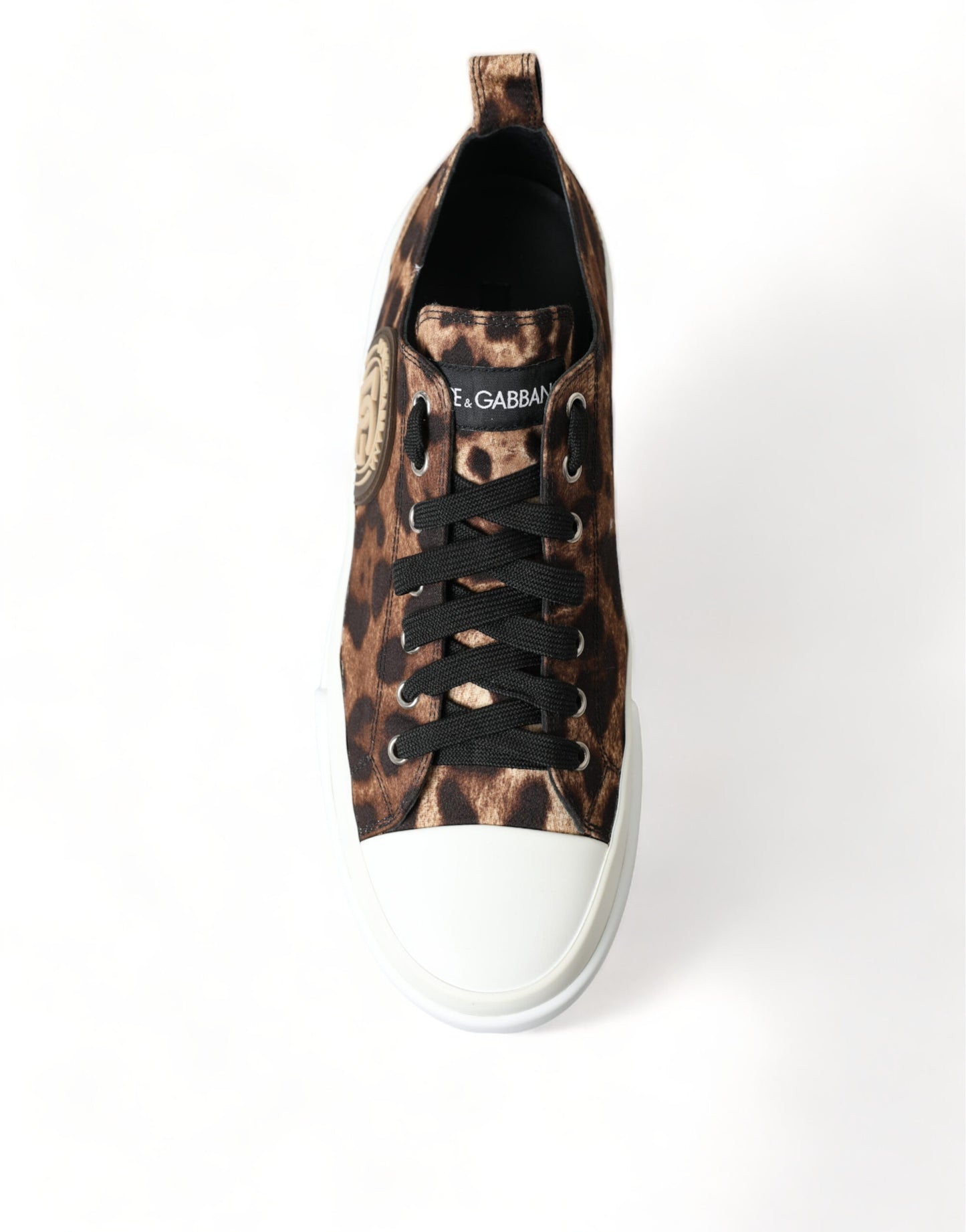 Dolce & Gabbana Braune Sneakers aus Canvas mit Leopardenmuster