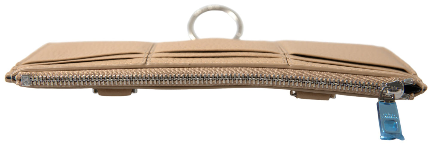 Dolce & Gabbana Beige Leder Schulter Kartenhalter Schultergurt Brieftasche