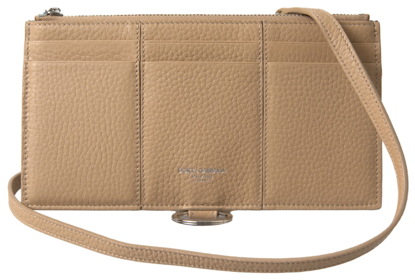 Dolce & Gabbana Beige Leder Schulter Kartenhalter Schultergurt Brieftasche