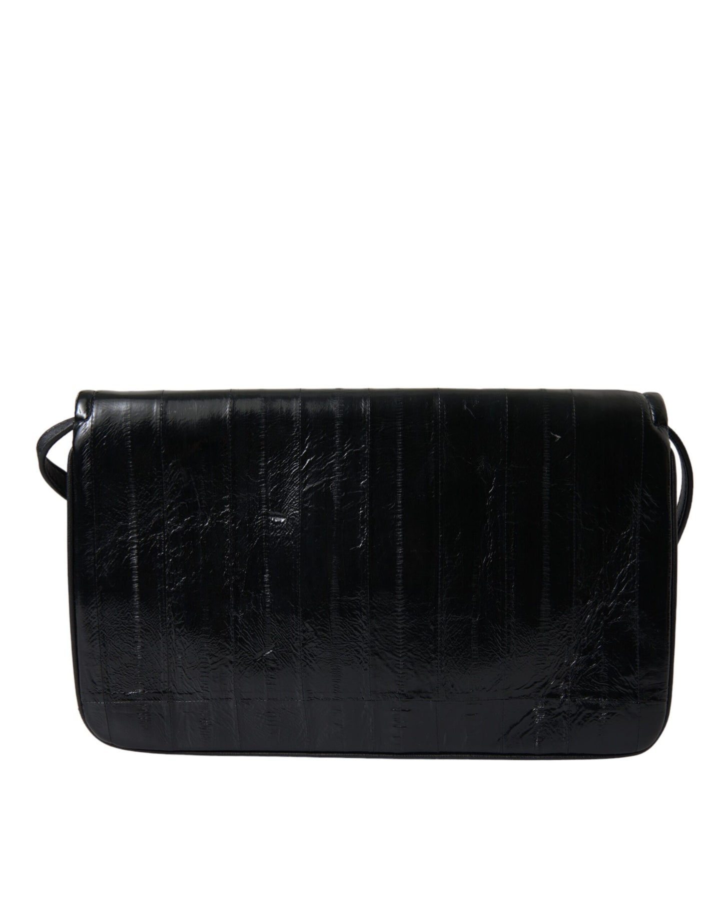 Dolce & Gabbana Schwarze Schultertasche aus Aalleder mit Dokumenten-Organizer