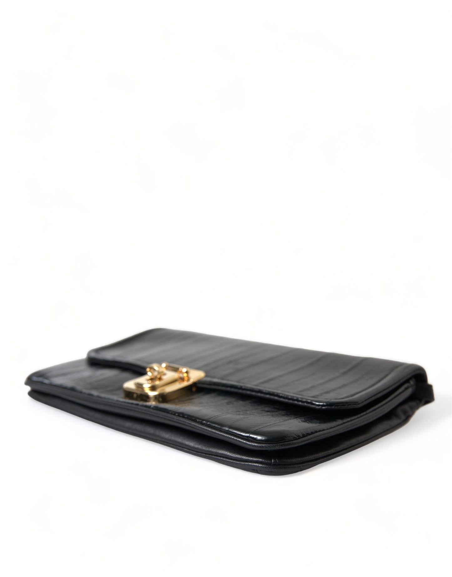 Dolce & Gabbana Schwarze Schultertasche aus Aalleder mit Dokumenten-Organizer