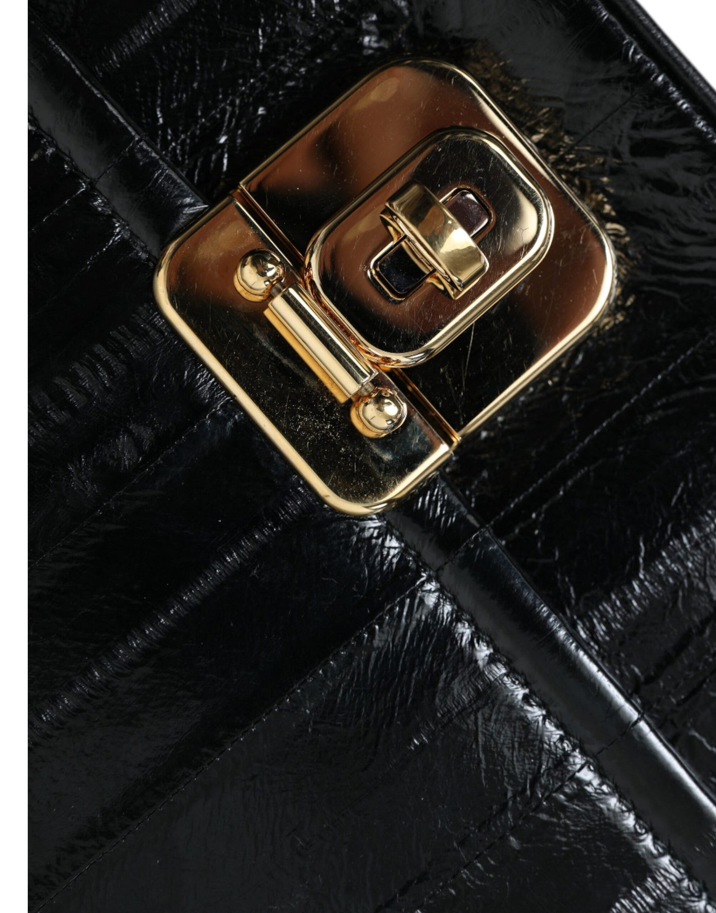 Dolce & Gabbana Schwarze Schultertasche aus Aalleder mit Dokumenten-Organizer