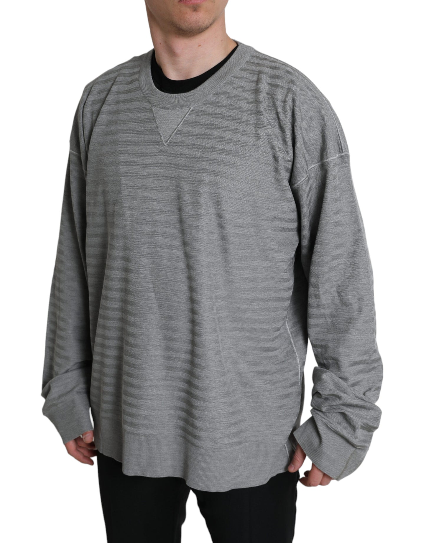 Dolce & Gabbana Grauer Pullover mit Rundhalsausschnitt aus Seide