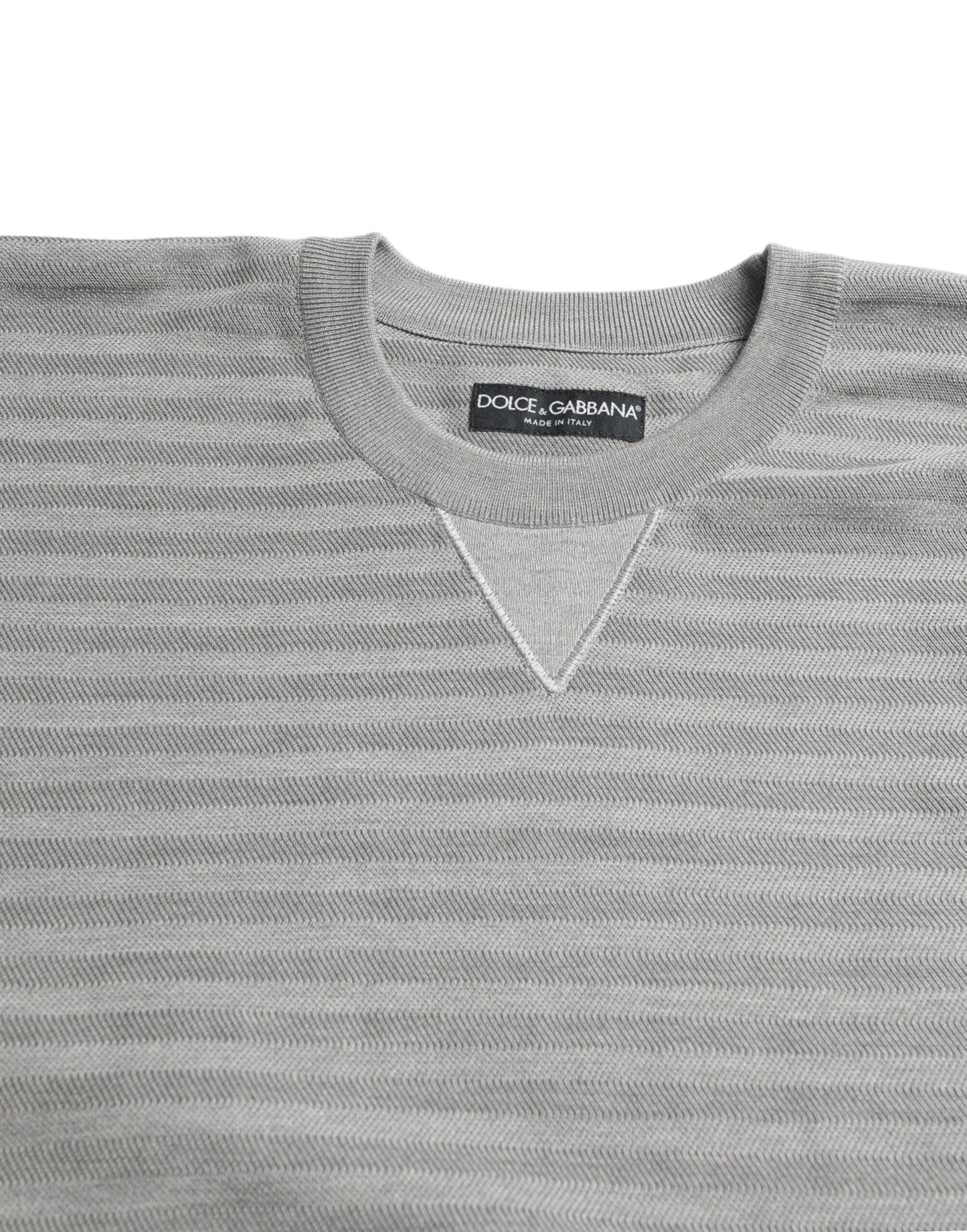 Dolce & Gabbana Grauer Pullover mit Rundhalsausschnitt aus Seide