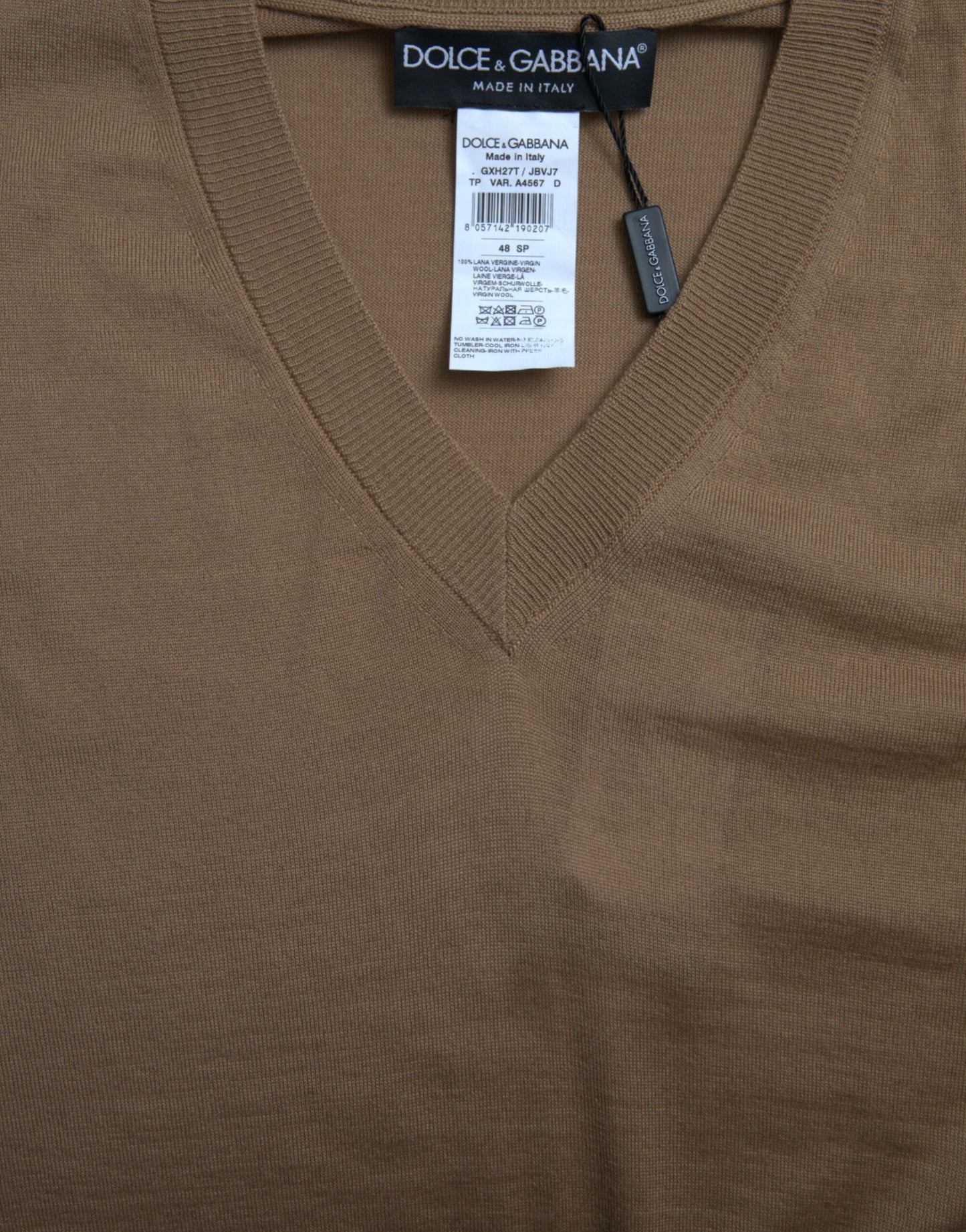 Dolce & Gabbana Brauner ärmelloser Wollpullover