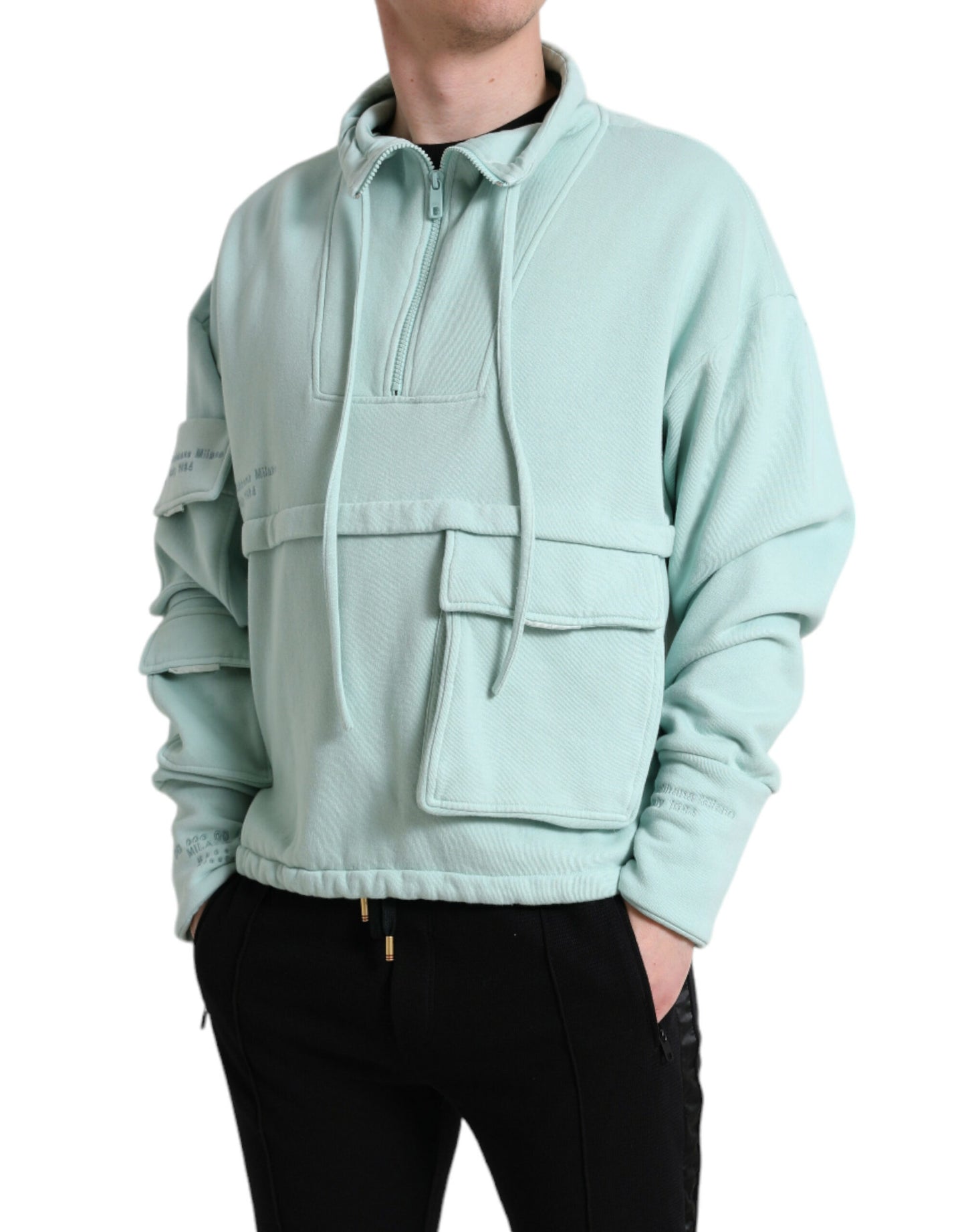 Dolce & Gabbana Mintgrüner Pullover mit Baumwolltaschen