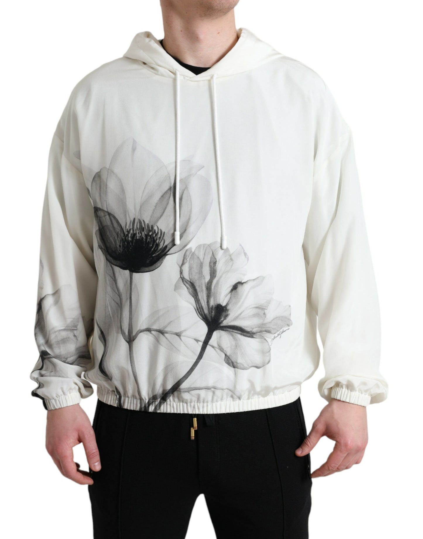 Dolce & Gabbana – Weißer Kapuzenpullover mit Blumenmuster