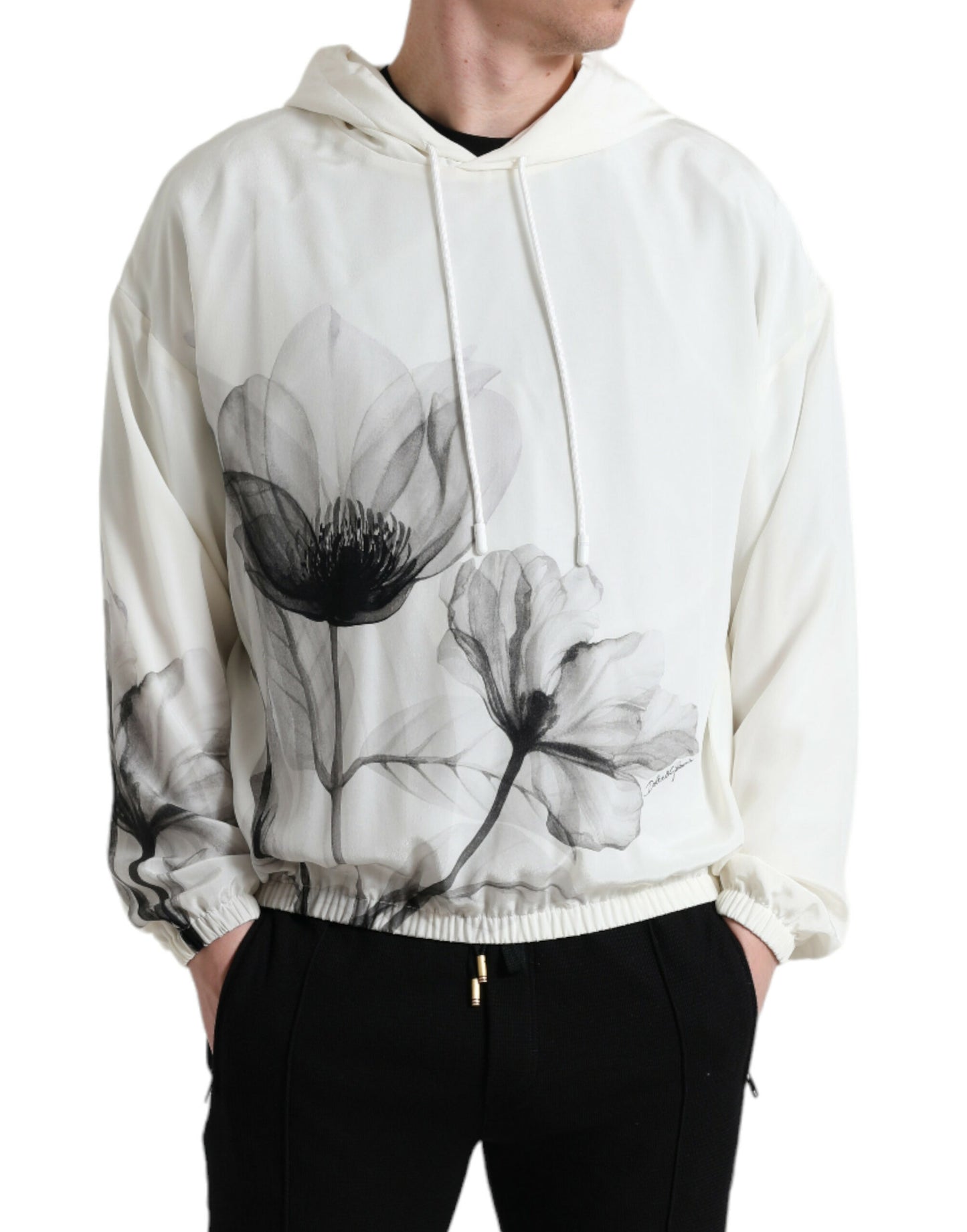 Dolce & Gabbana – Weißer Kapuzenpullover mit Blumenmuster