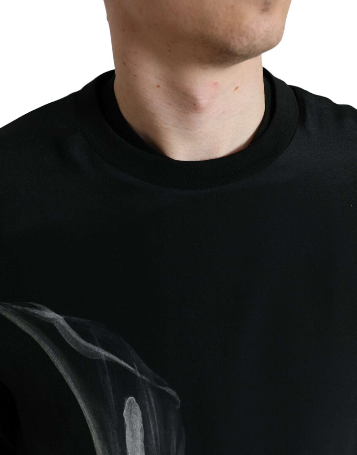 Dolce & Gabbana – Schwarzer Pullover mit Rundhalsausschnitt und Blumenmuster