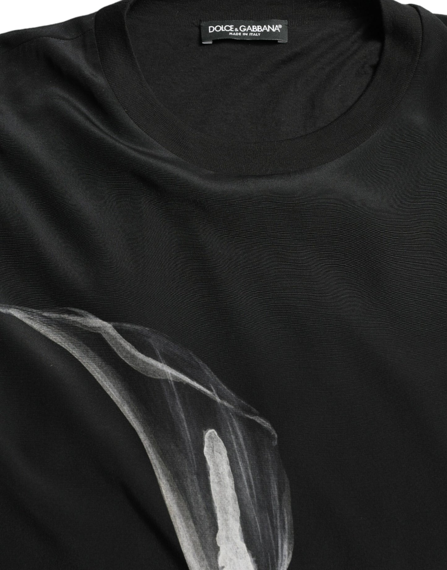 Dolce & Gabbana – Schwarzer Pullover mit Rundhalsausschnitt und Blumenmuster