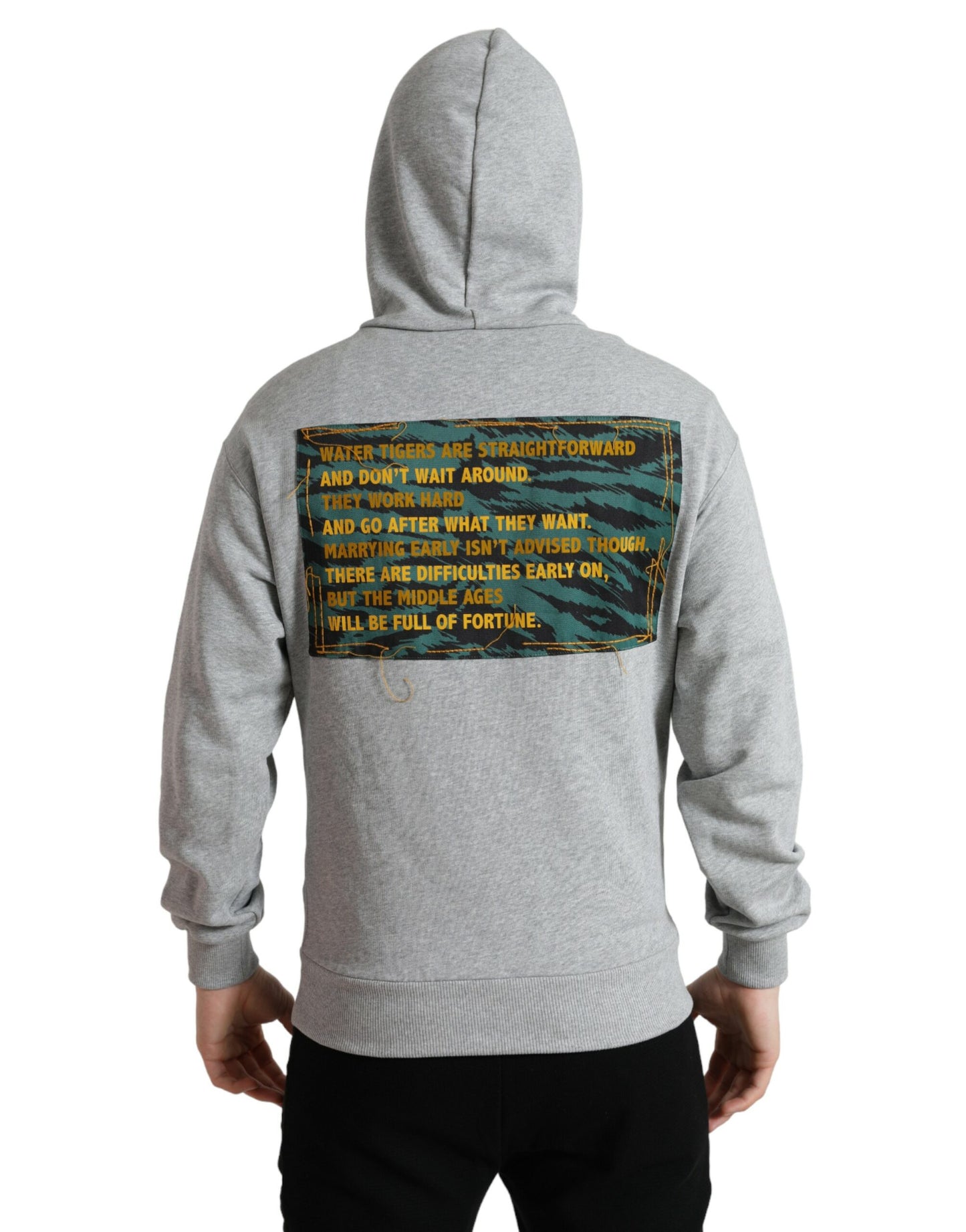 Dolce & Gabbana Graues Baumwoll-Sweatshirt mit Logo und Kapuze