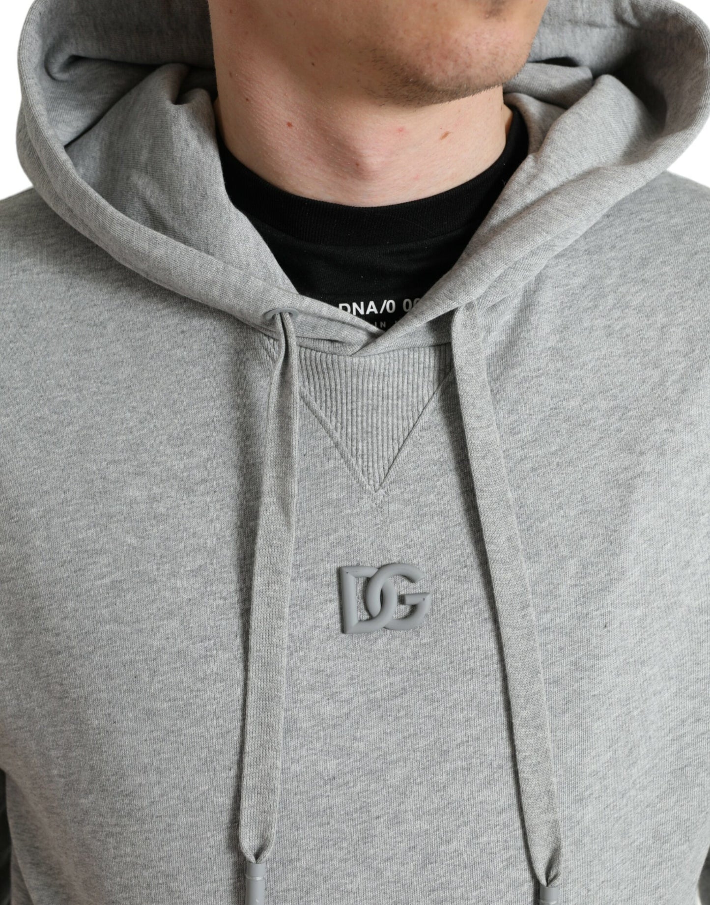 Dolce & Gabbana Graues Baumwoll-Sweatshirt mit Logo und Kapuze