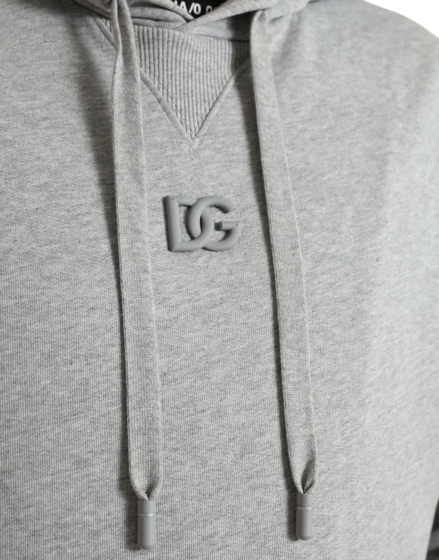 Dolce & Gabbana Graues Baumwoll-Sweatshirt mit Logo und Kapuze