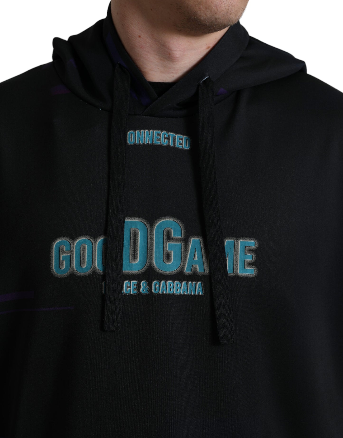 Dolce & Gabbana – Schwarzes Kapuzensweatshirt mit Logo-Print