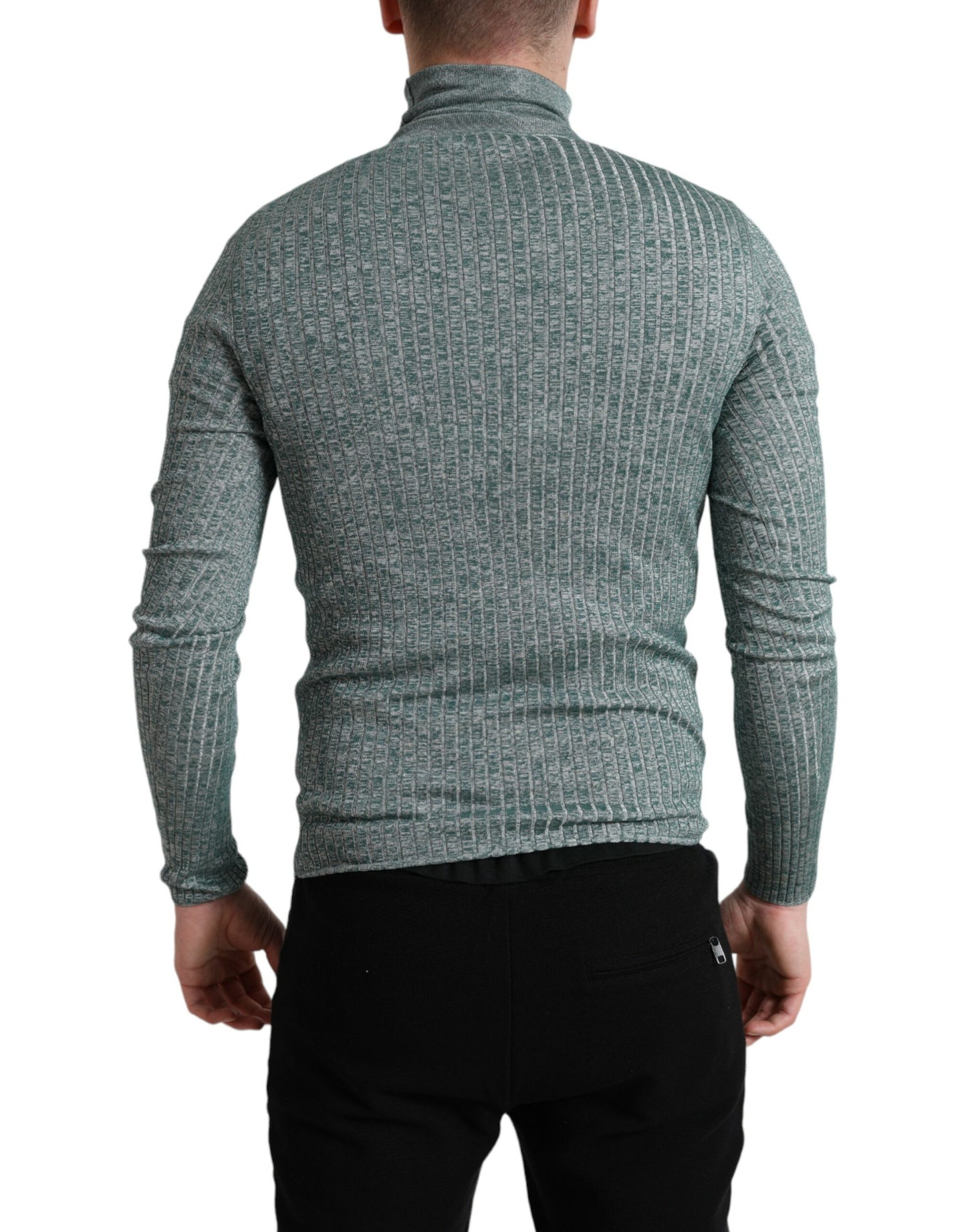 Dolce & Gabbana, grüner Rollkragenpullover aus Polyester