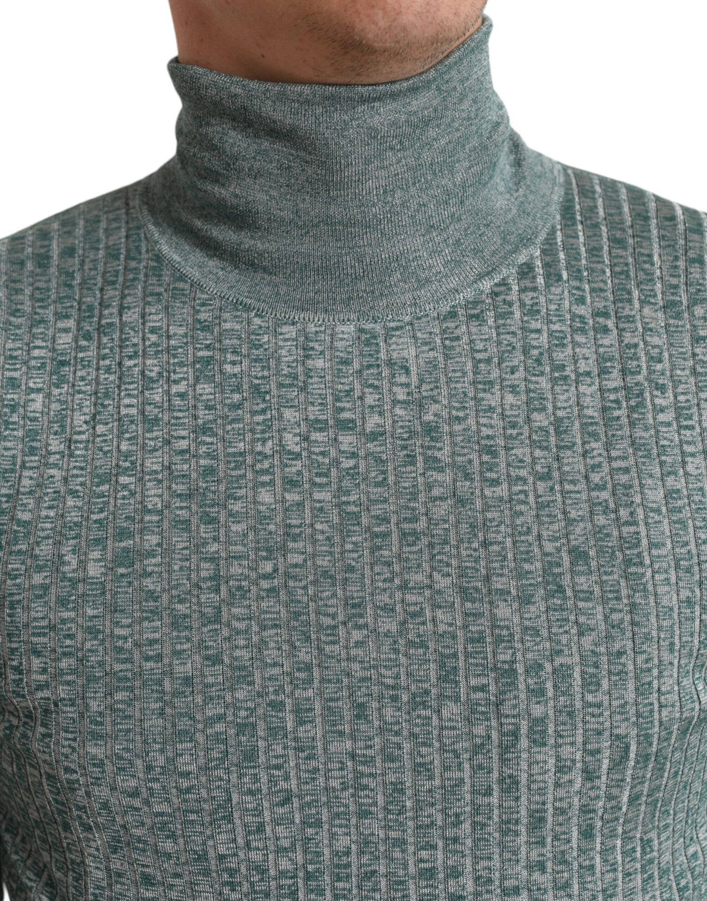 Dolce & Gabbana, grüner Rollkragenpullover aus Polyester