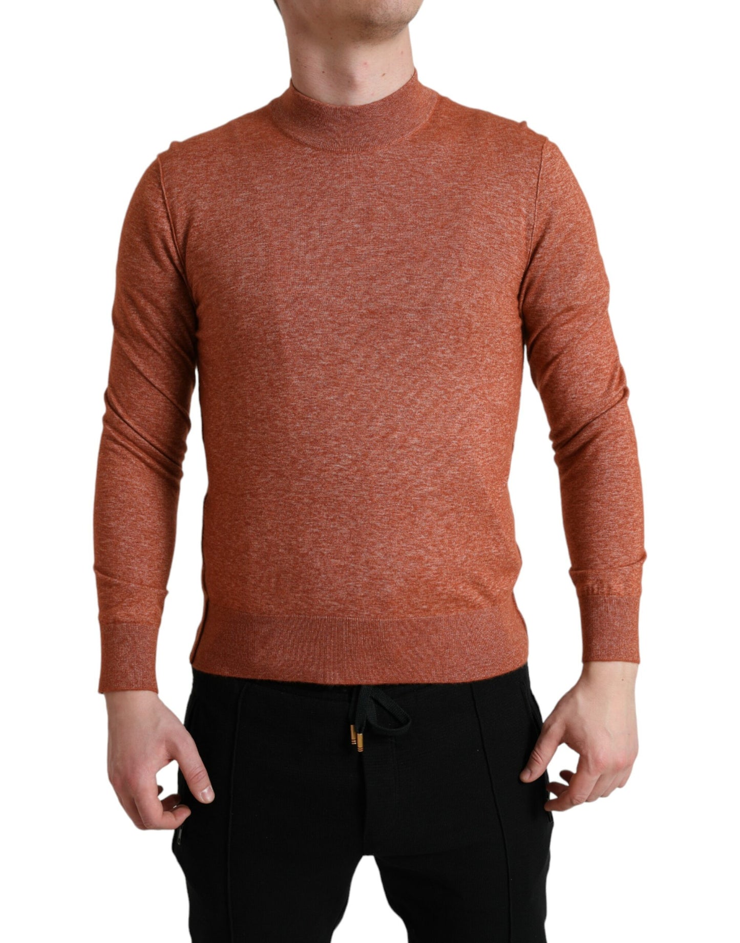 Dolce & Gabbana – Orangefarbener Pullover aus Kaschmir mit Rundhalsausschnitt