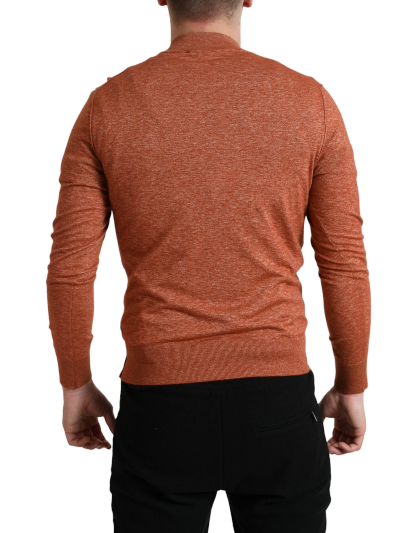 Dolce & Gabbana – Orangefarbener Pullover aus Kaschmir mit Rundhalsausschnitt