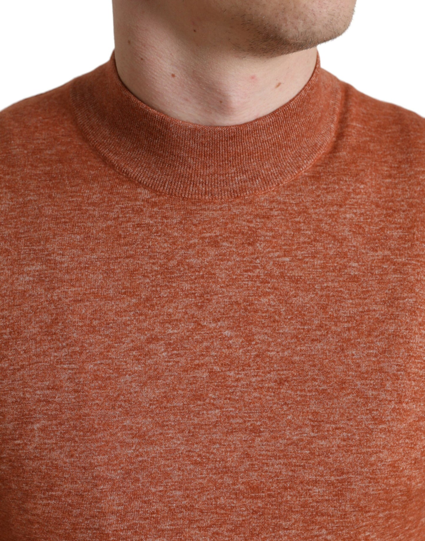 Dolce & Gabbana – Orangefarbener Pullover aus Kaschmir mit Rundhalsausschnitt