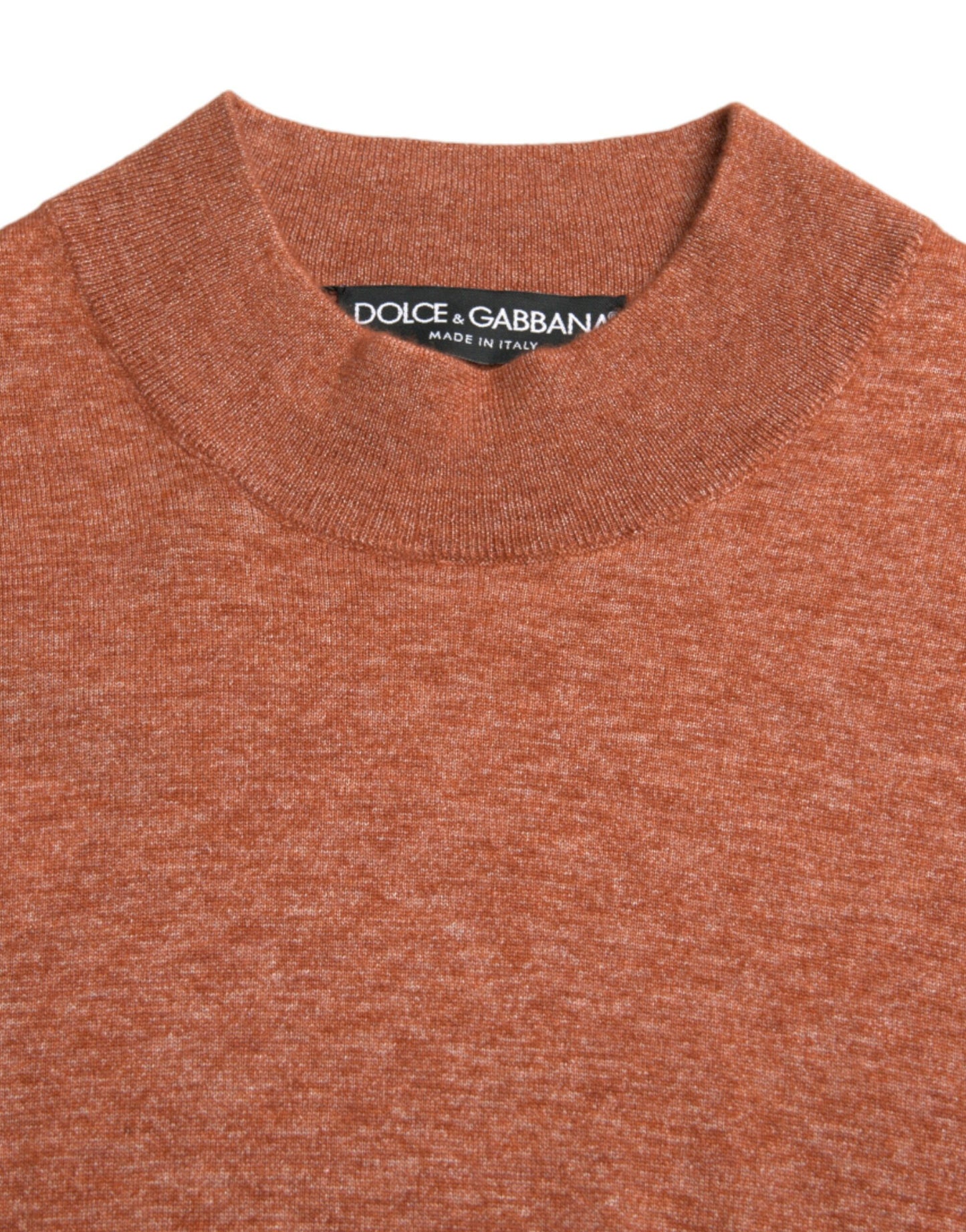 Dolce & Gabbana – Orangefarbener Pullover aus Kaschmir mit Rundhalsausschnitt