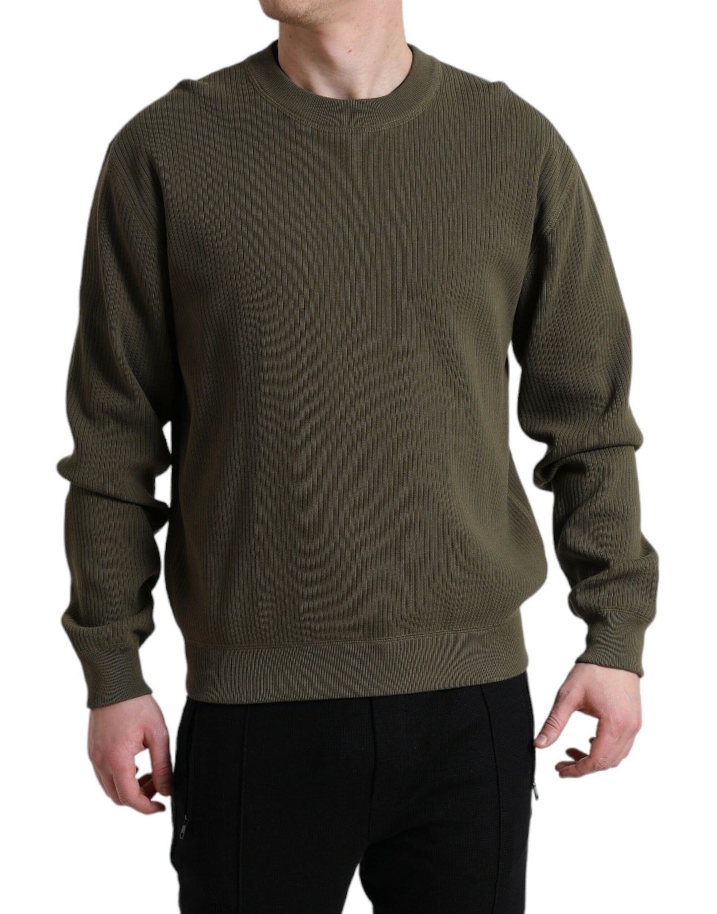 Dolce & Gabbana Grüner Baumwollpullover mit Rundhalsausschnitt für Herren