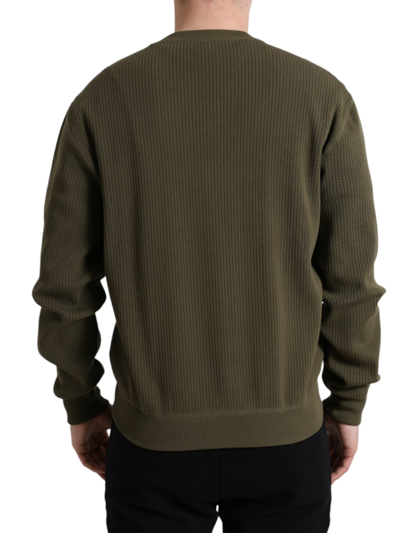 Dolce & Gabbana Grüner Baumwollpullover mit Rundhalsausschnitt für Herren