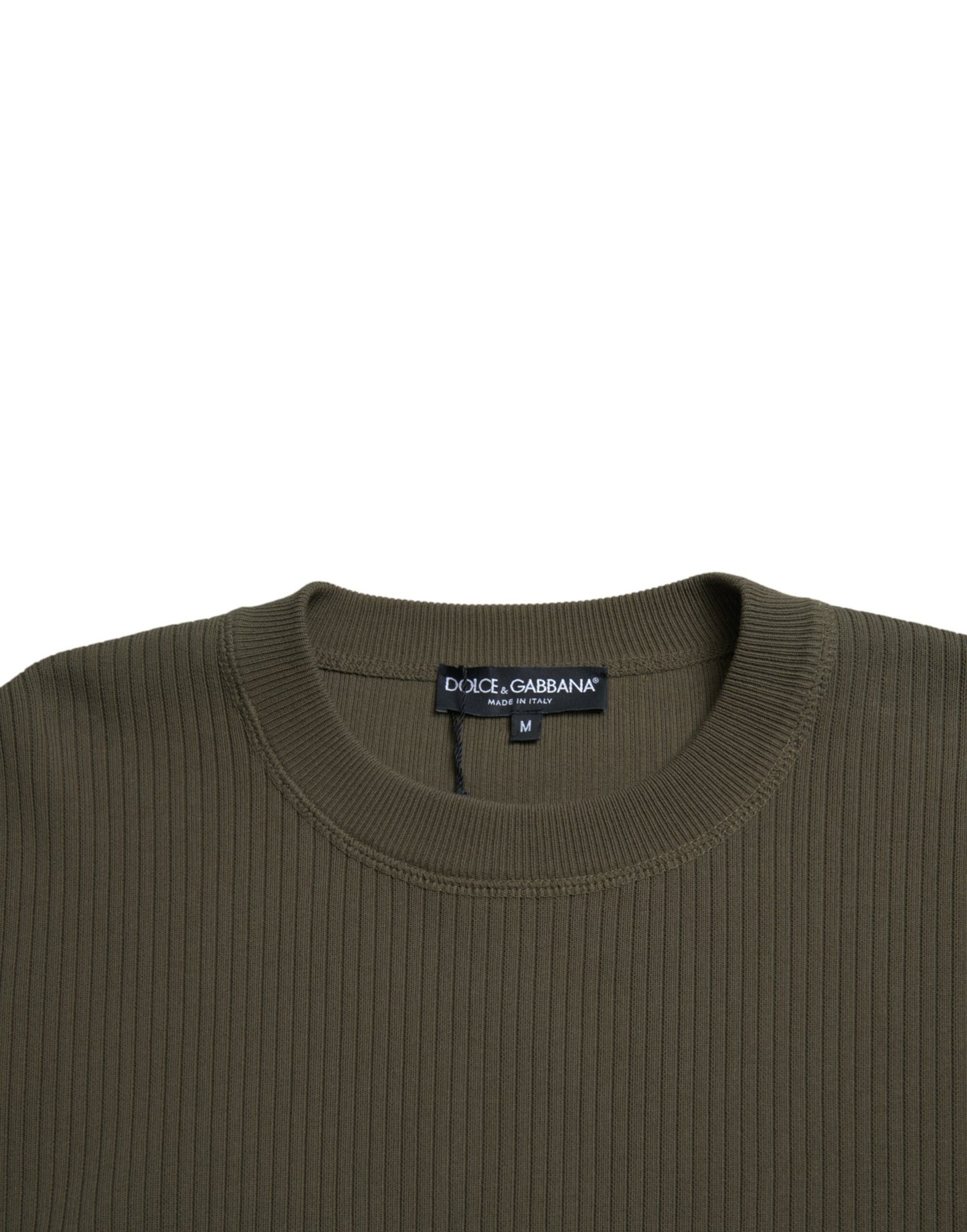 Dolce & Gabbana Grüner Baumwollpullover mit Rundhalsausschnitt für Herren