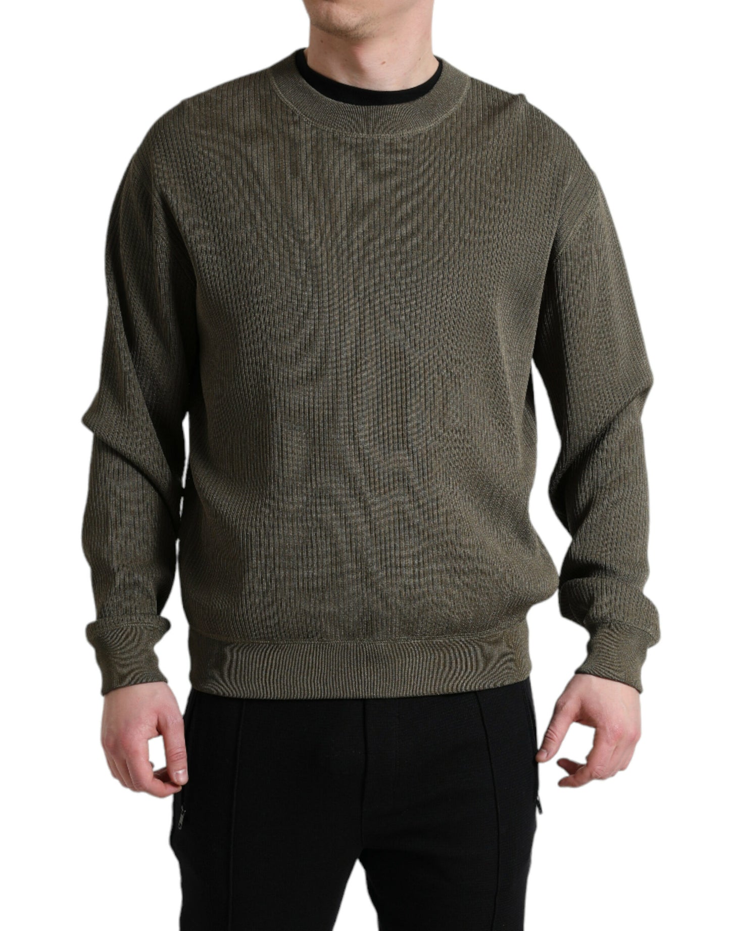 Dolce & Gabbana Grüner Viskose-Pullover mit Rundhalsausschnitt für Herren