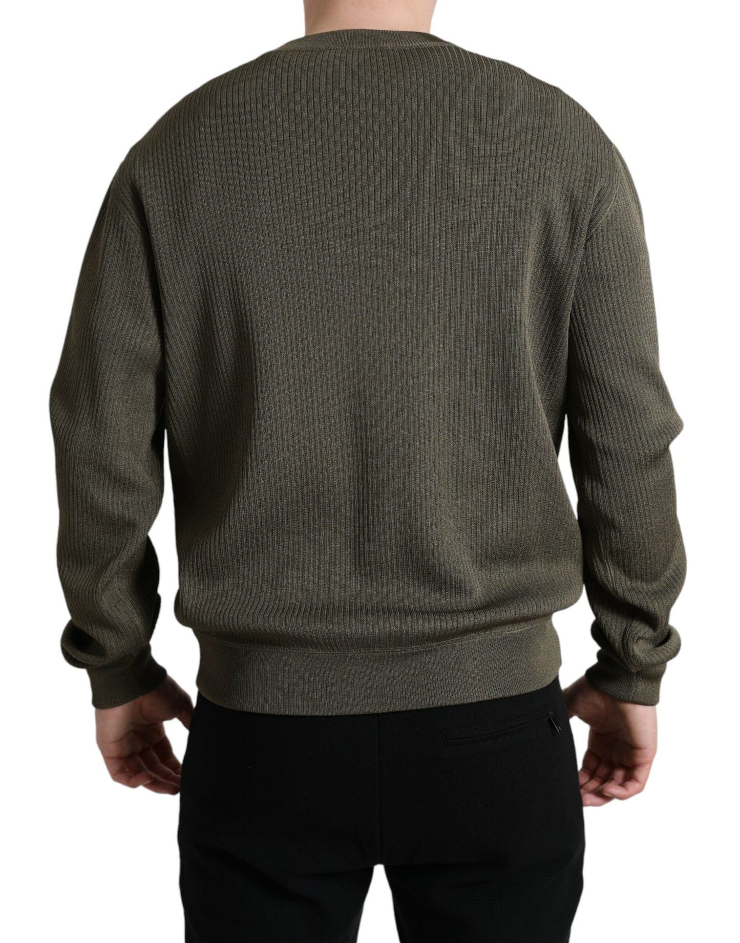 Dolce & Gabbana Grüner Viskose-Pullover mit Rundhalsausschnitt für Herren