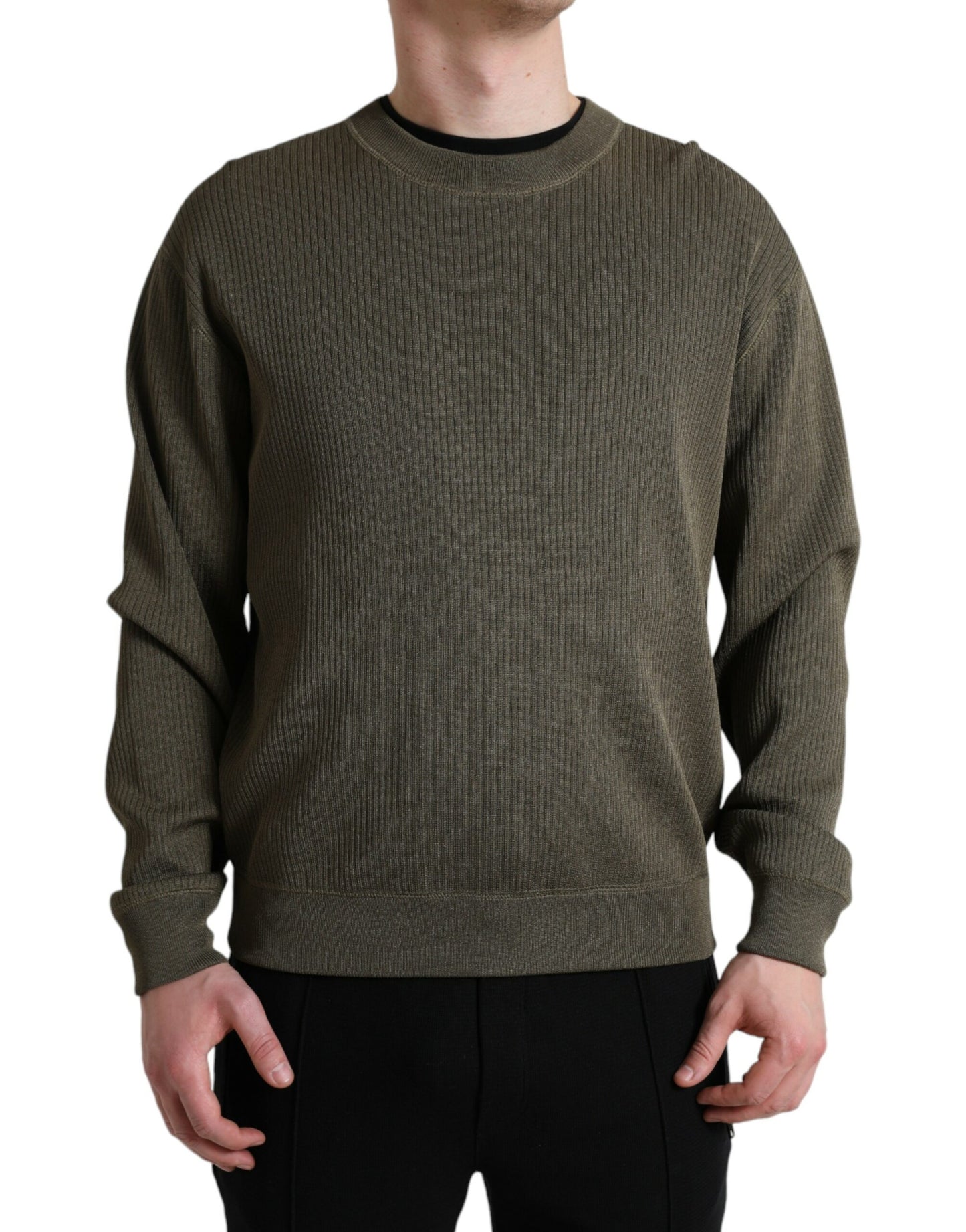 Dolce & Gabbana Grüner Viskose-Pullover mit Rundhalsausschnitt für Herren