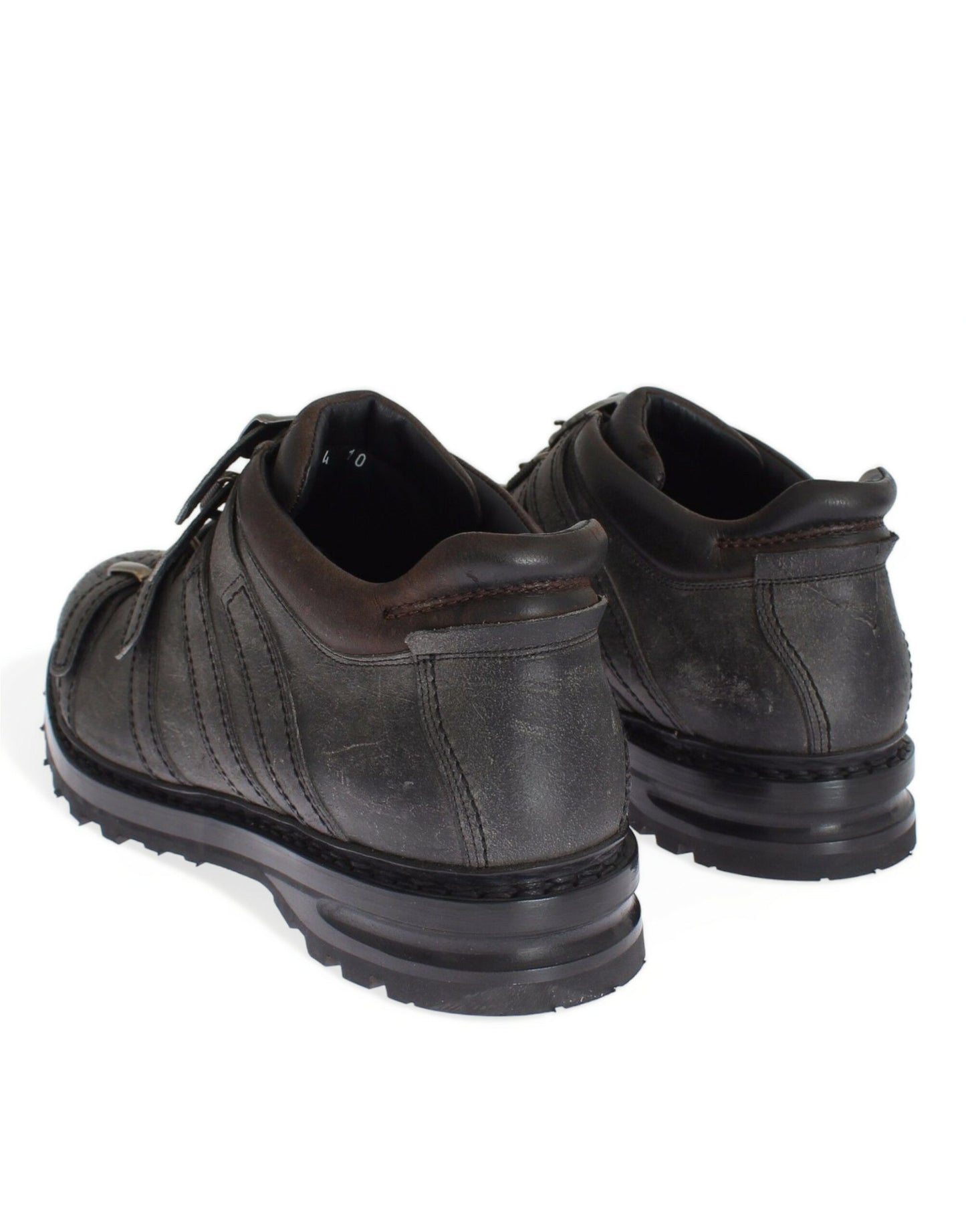 Dolce & Gabbana Graue Lederstiefel mit Knöchelriemen